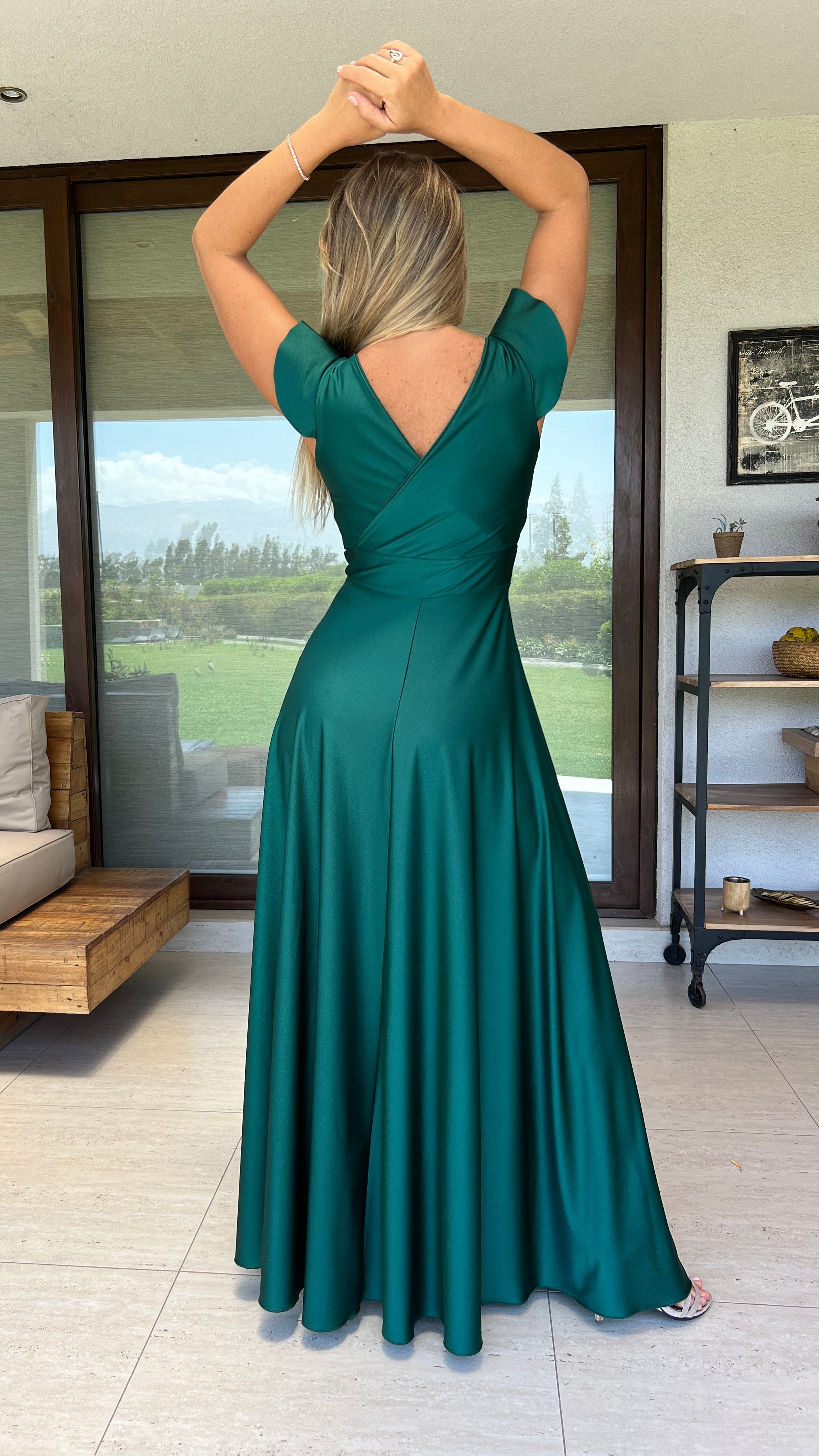 Vestido Isabella Dupont Verde Botella| Vestido Fiesta Verde| Amoramar.cl 1