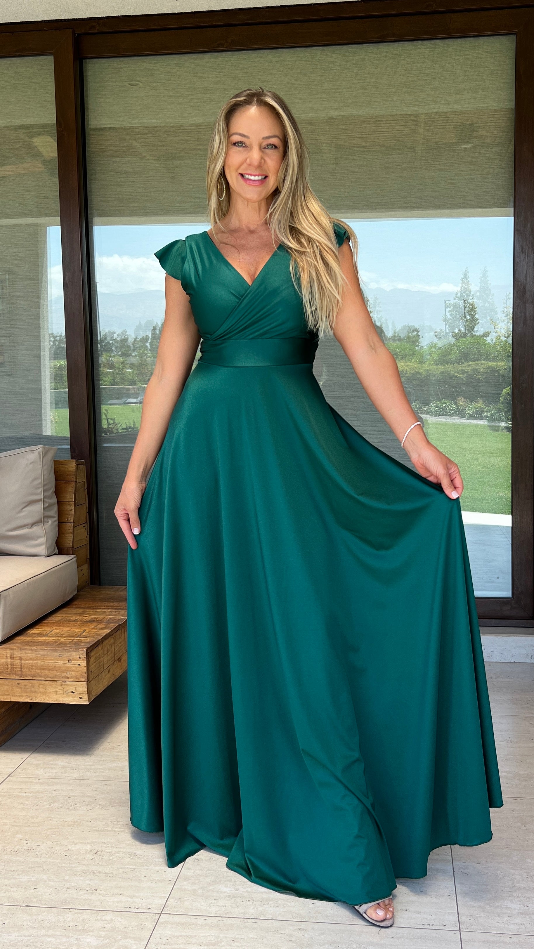 Vestido Isabella Dupont Verde Botella| Vestido Fiesta Verde| Amoramar.cl 4