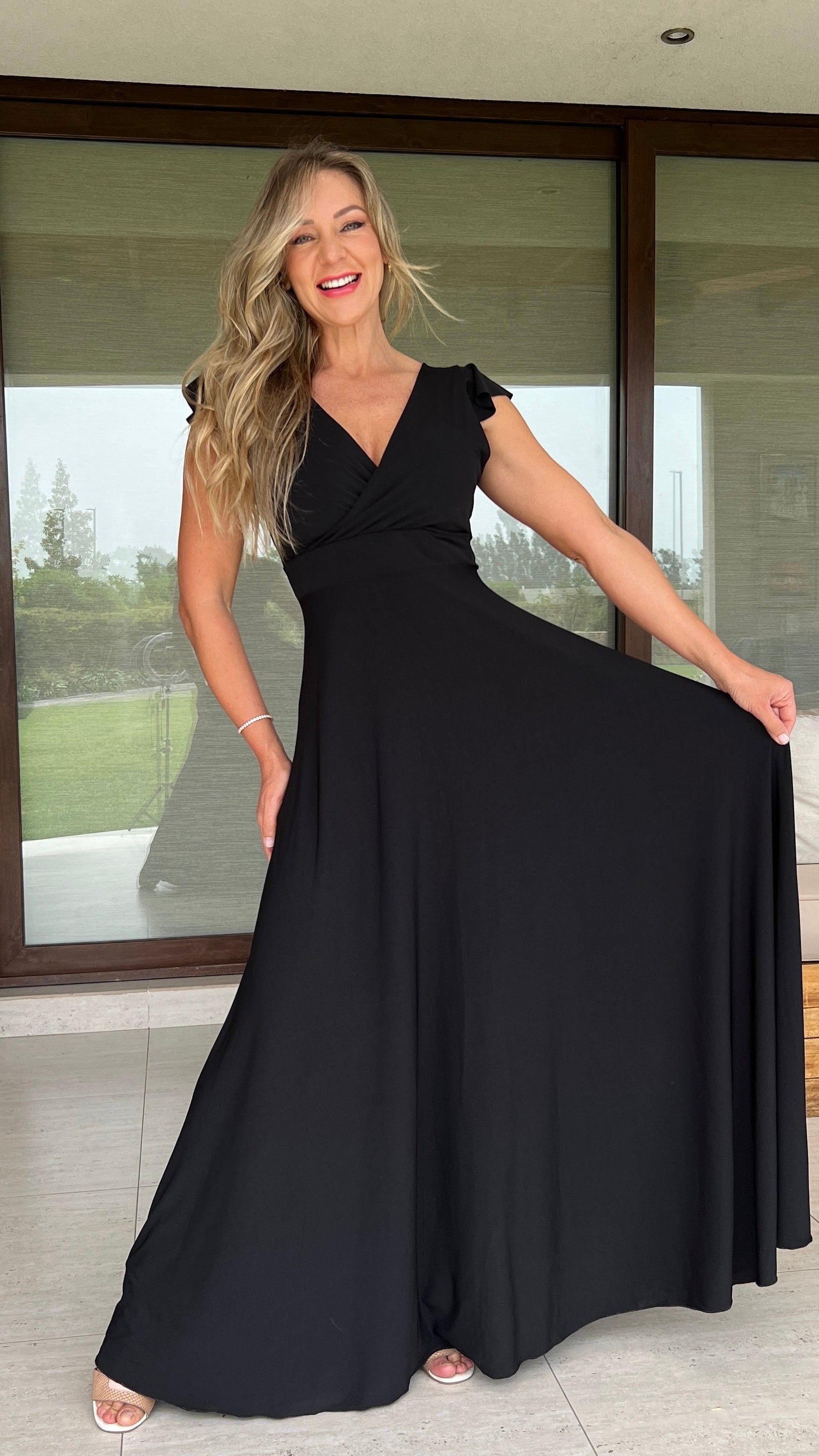 Vestido Isabella Negro | Vestido Largo Negro | Vestido Lycra Ity Negro | Amoramar.cl