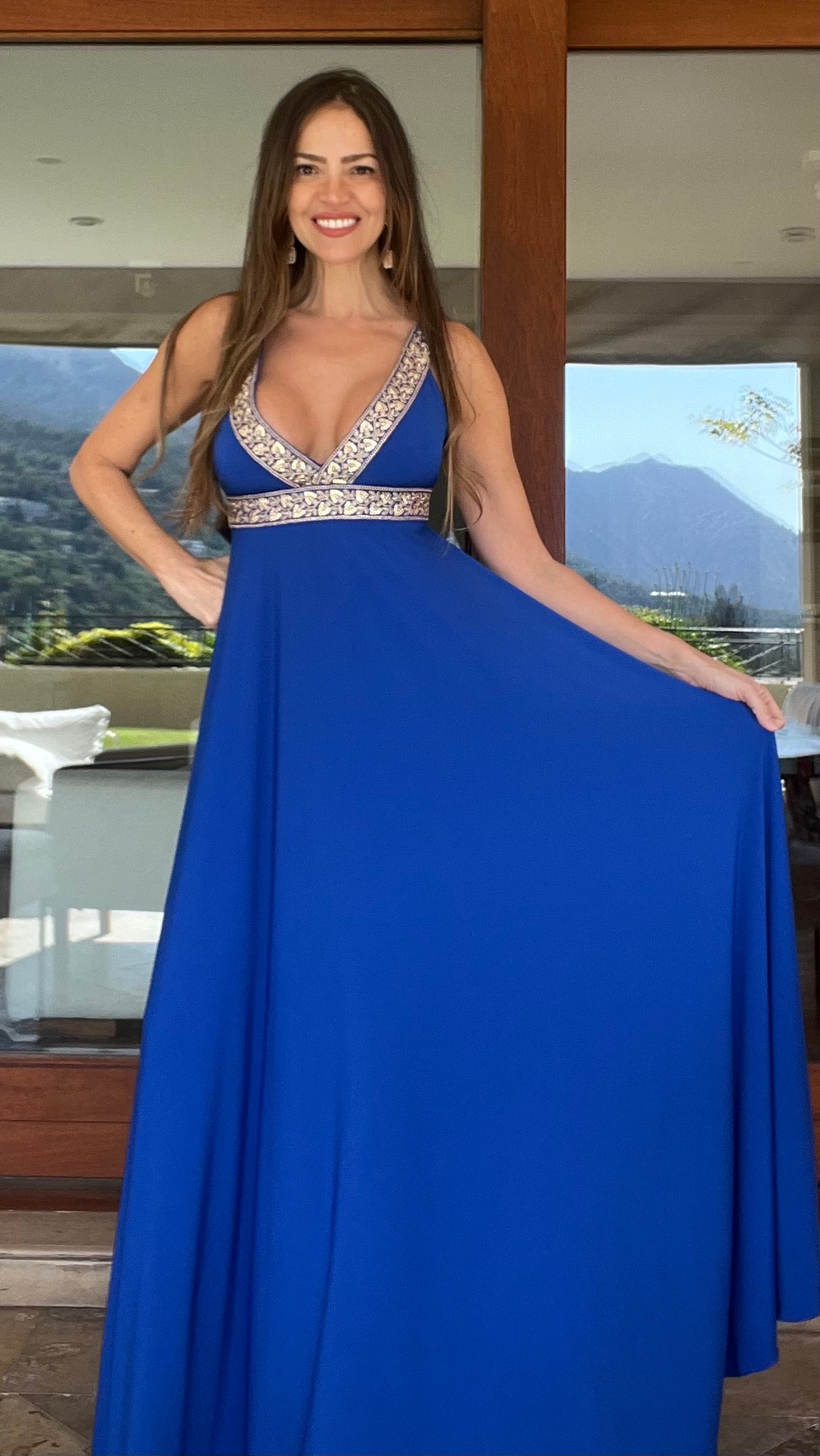Vestido Amanda Cruzado Azul Eléctrico