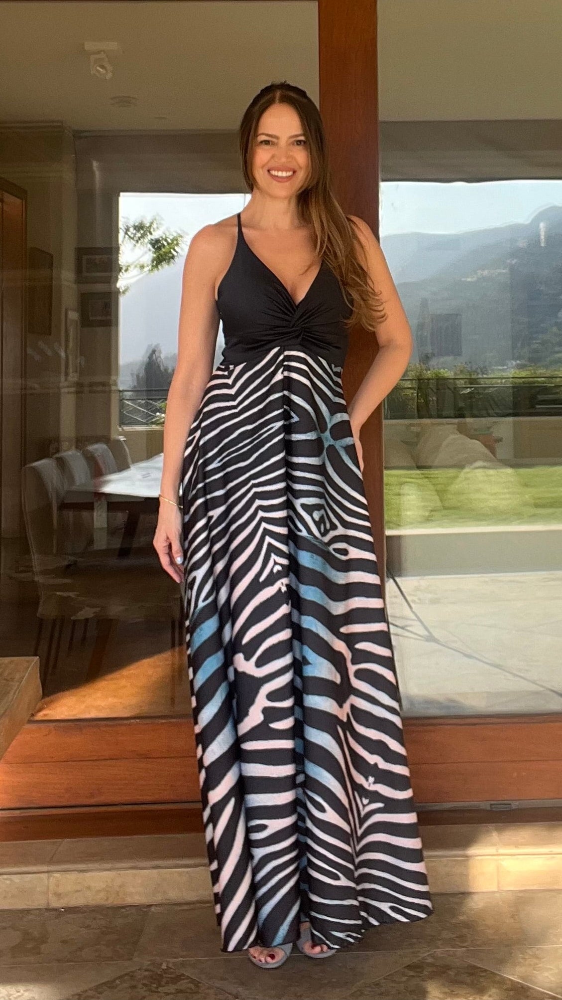 Vestido Amanda Print Negro y Azul | Amoramar.cl 2