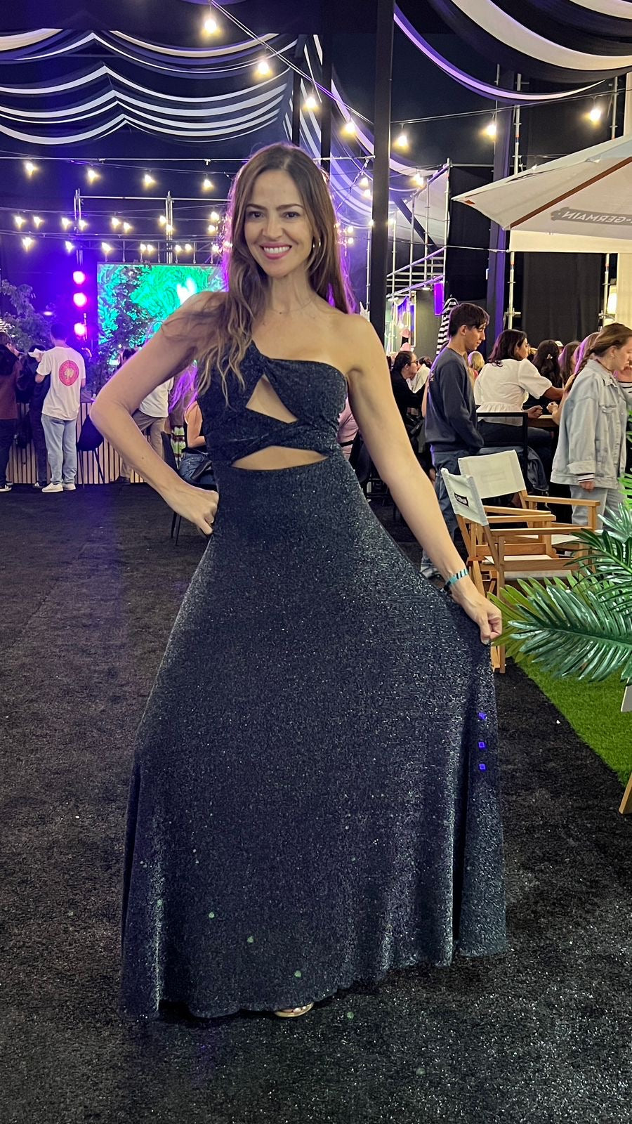 Vestido Paulina Negro Puntos Plata