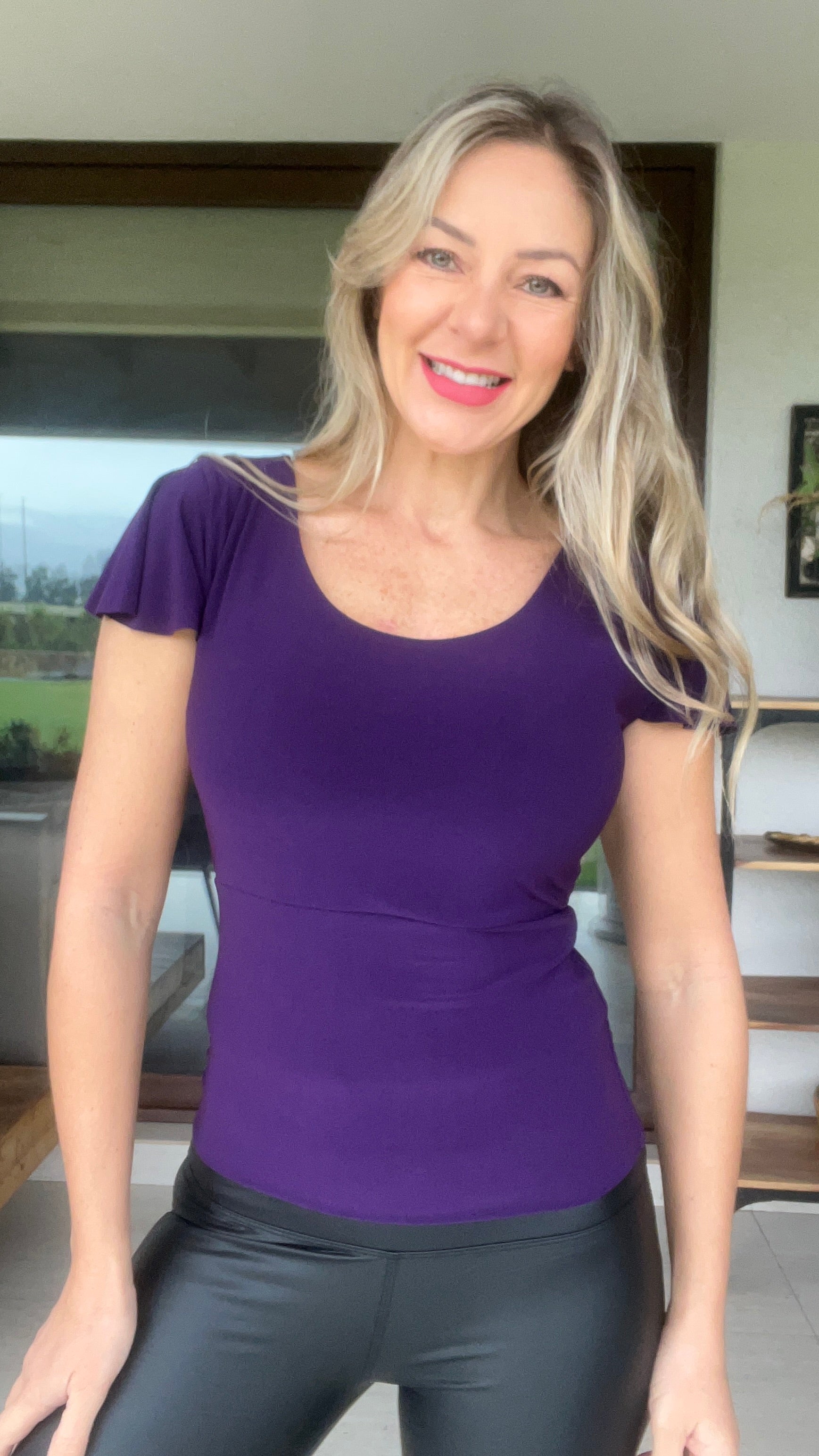 Top Mediano Doble Postura Morado