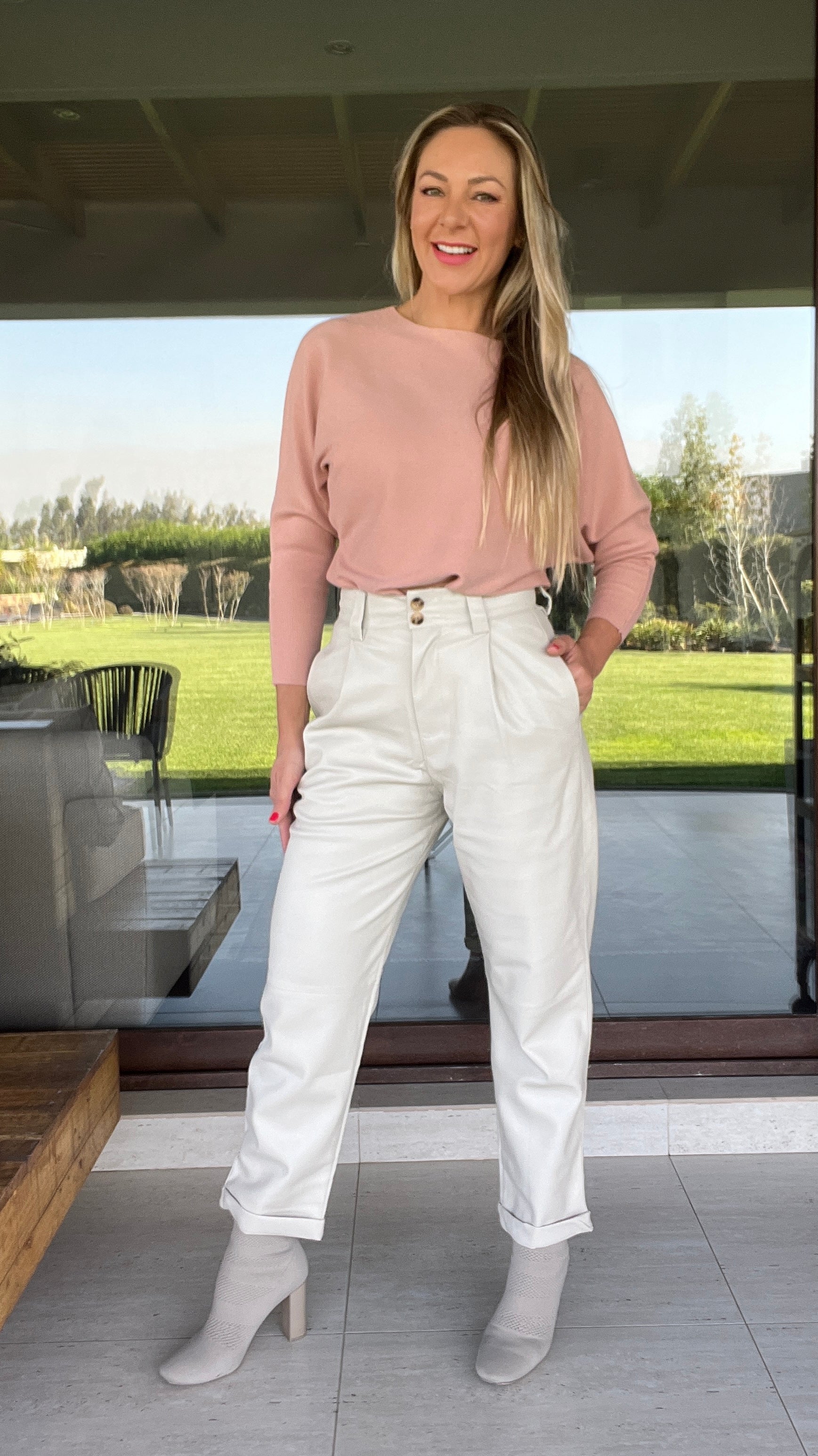 Pantalón Ecocuero Crudo