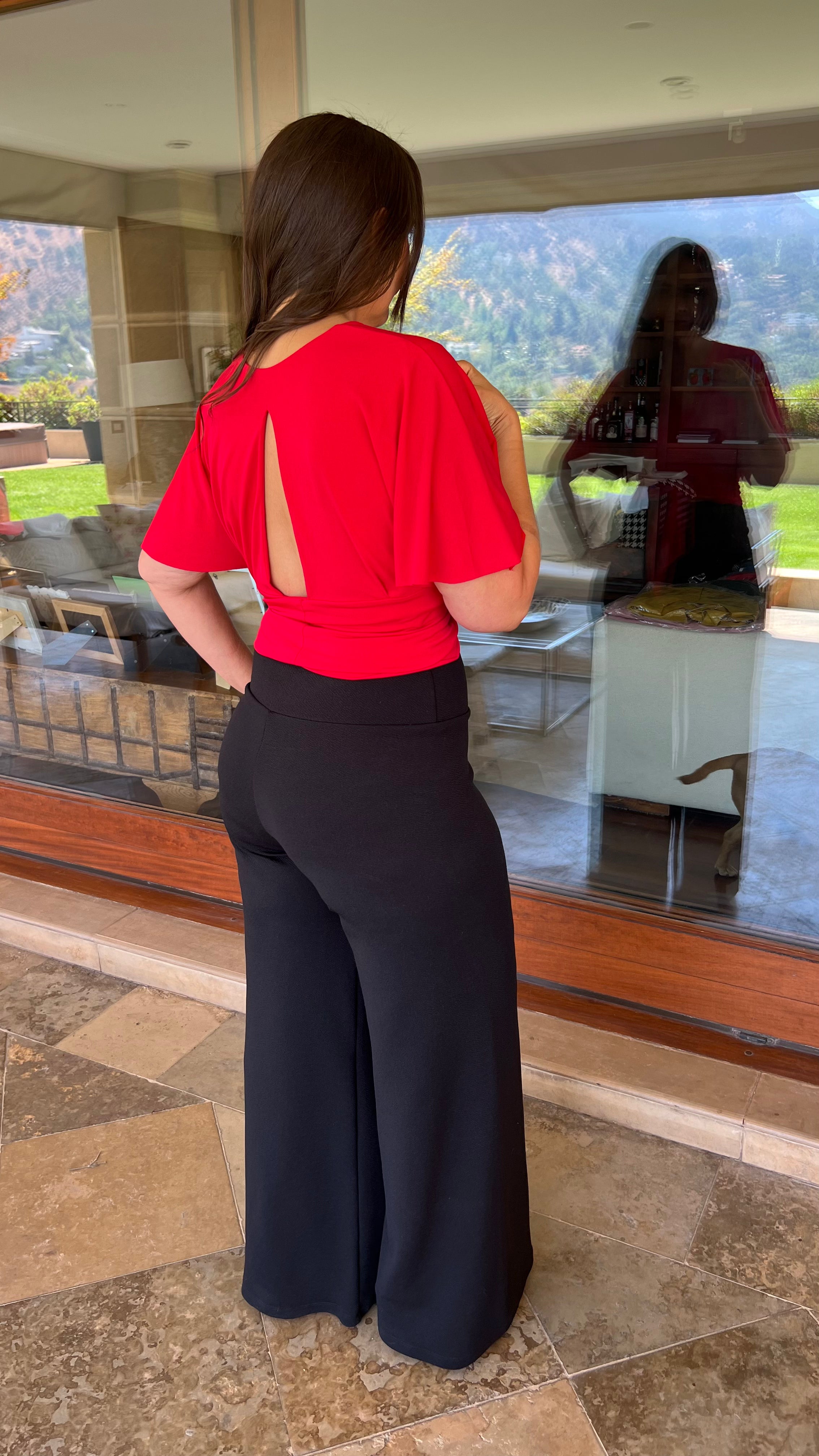 Palazzo Sofia Negro|Pantalón pretina ancha negro| Amoramar.cl 2