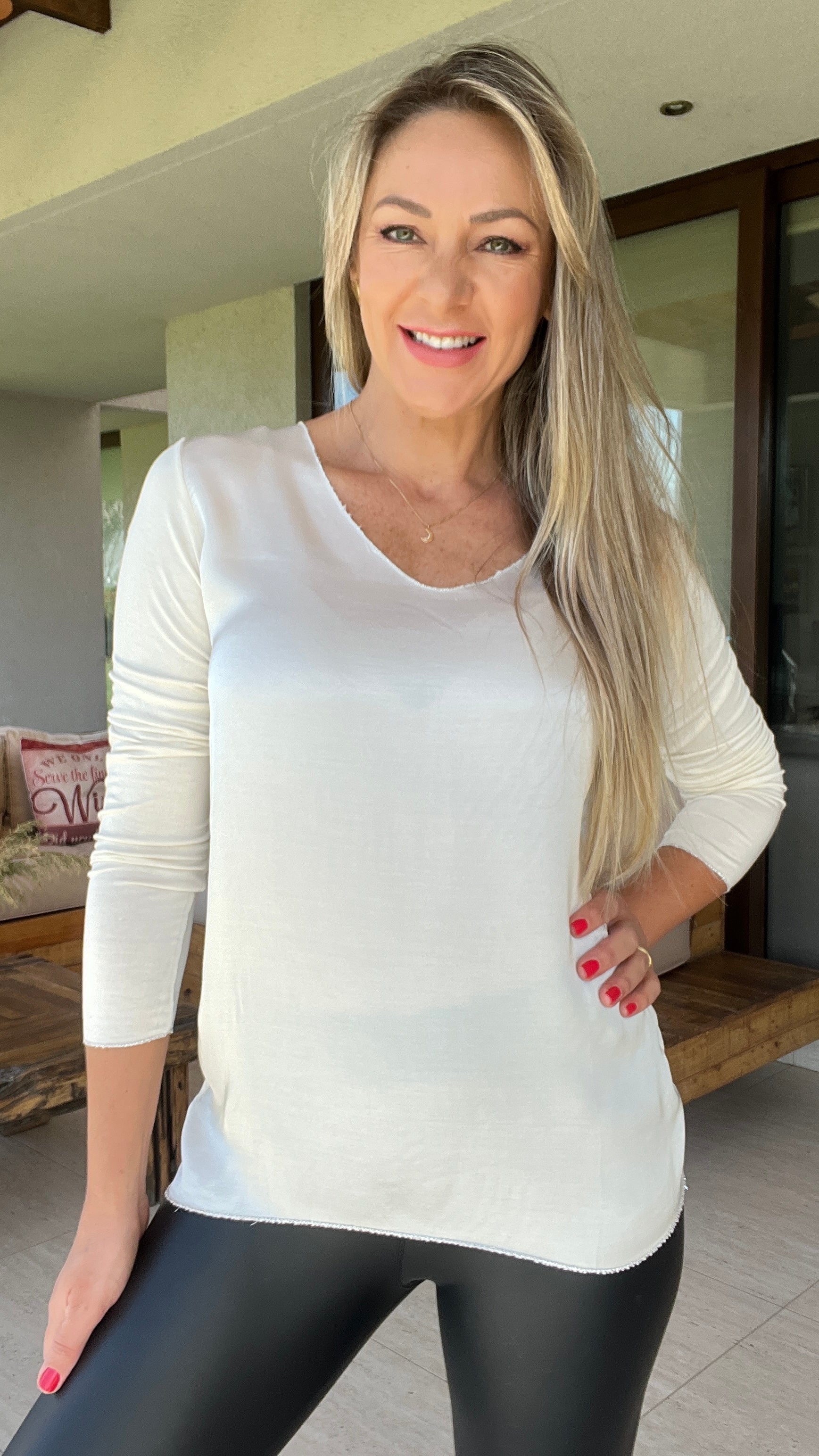 Polera Manga Larga Blanca | Polera Maglia Importada | Amoramar.cl 2