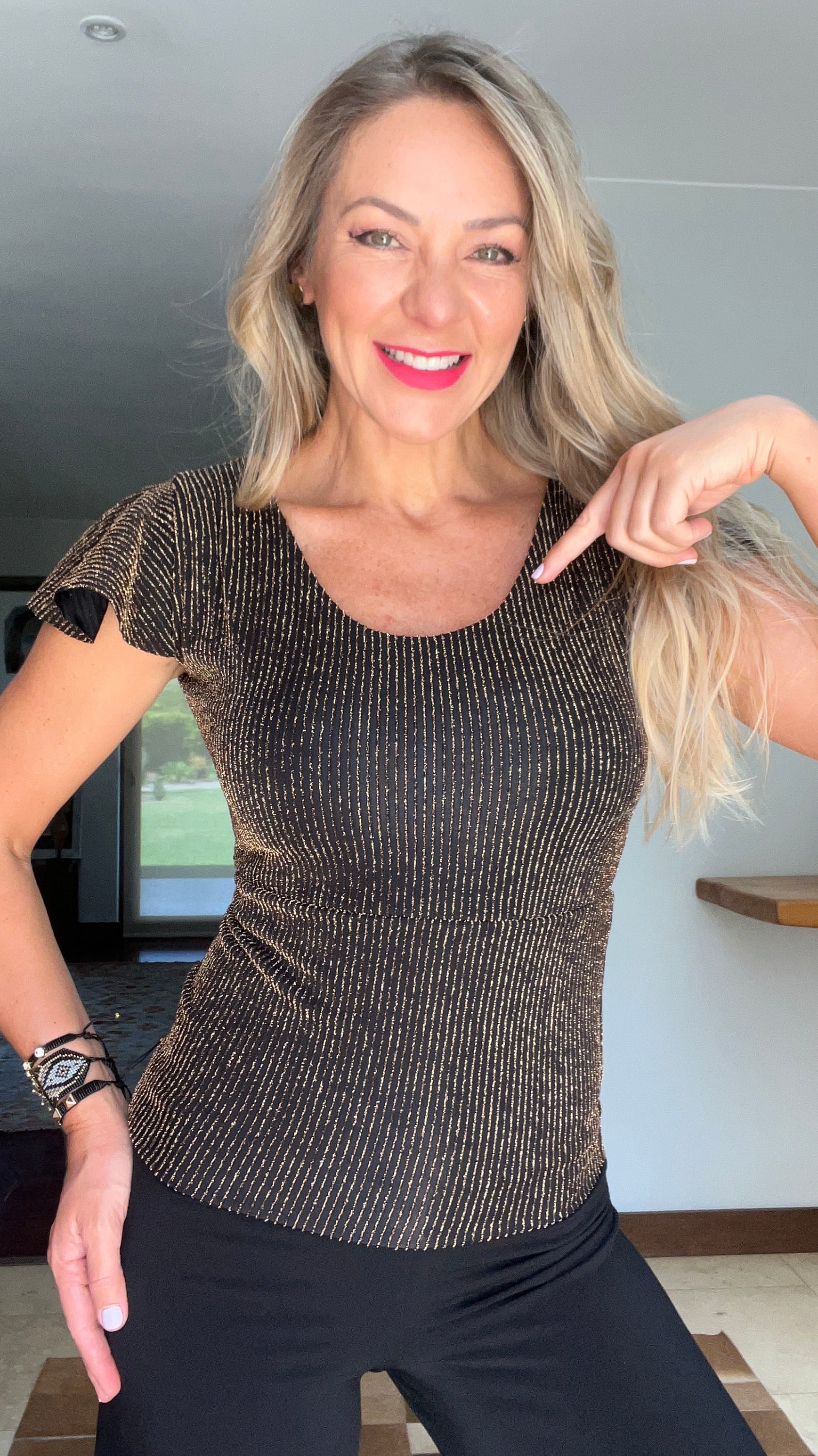 Top Mediano Doble Postura Fiesta líneas doradas | Top Mujer de fiesta| Amoramar.cl 5