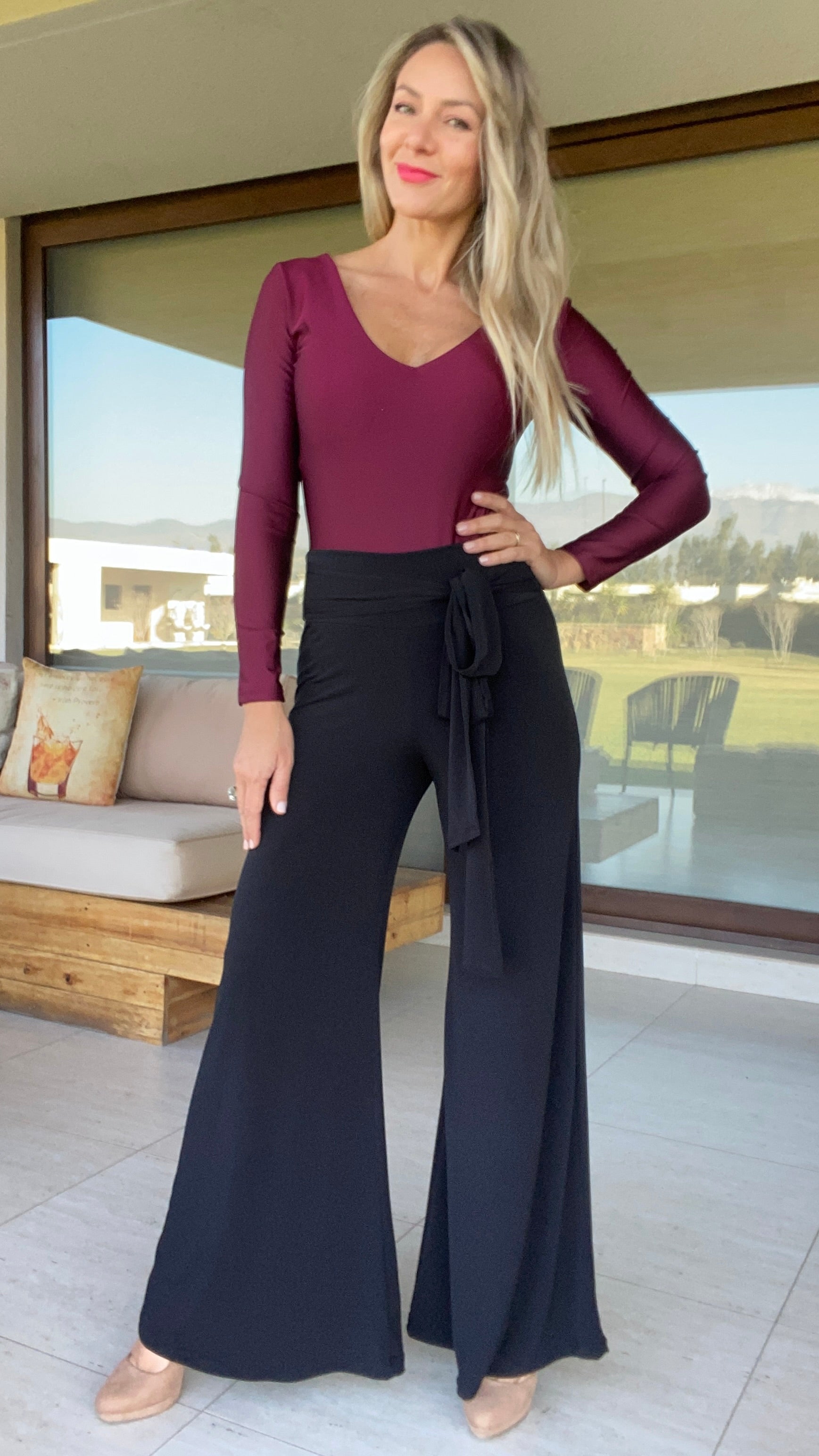 Palazzo de noche con lazo ity opaco| Palazzo con cinturon negro | Amoramar.cl 5