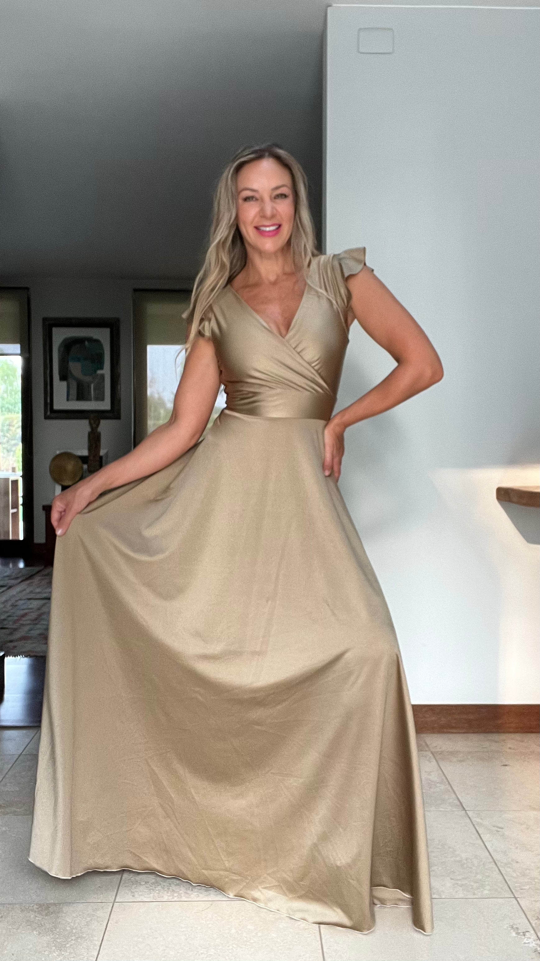 Vestido Isabella Dupont Gold| Vestido Fiesta Dorado| Vestido Largo Noche Dorado| Amoramar.cl 5