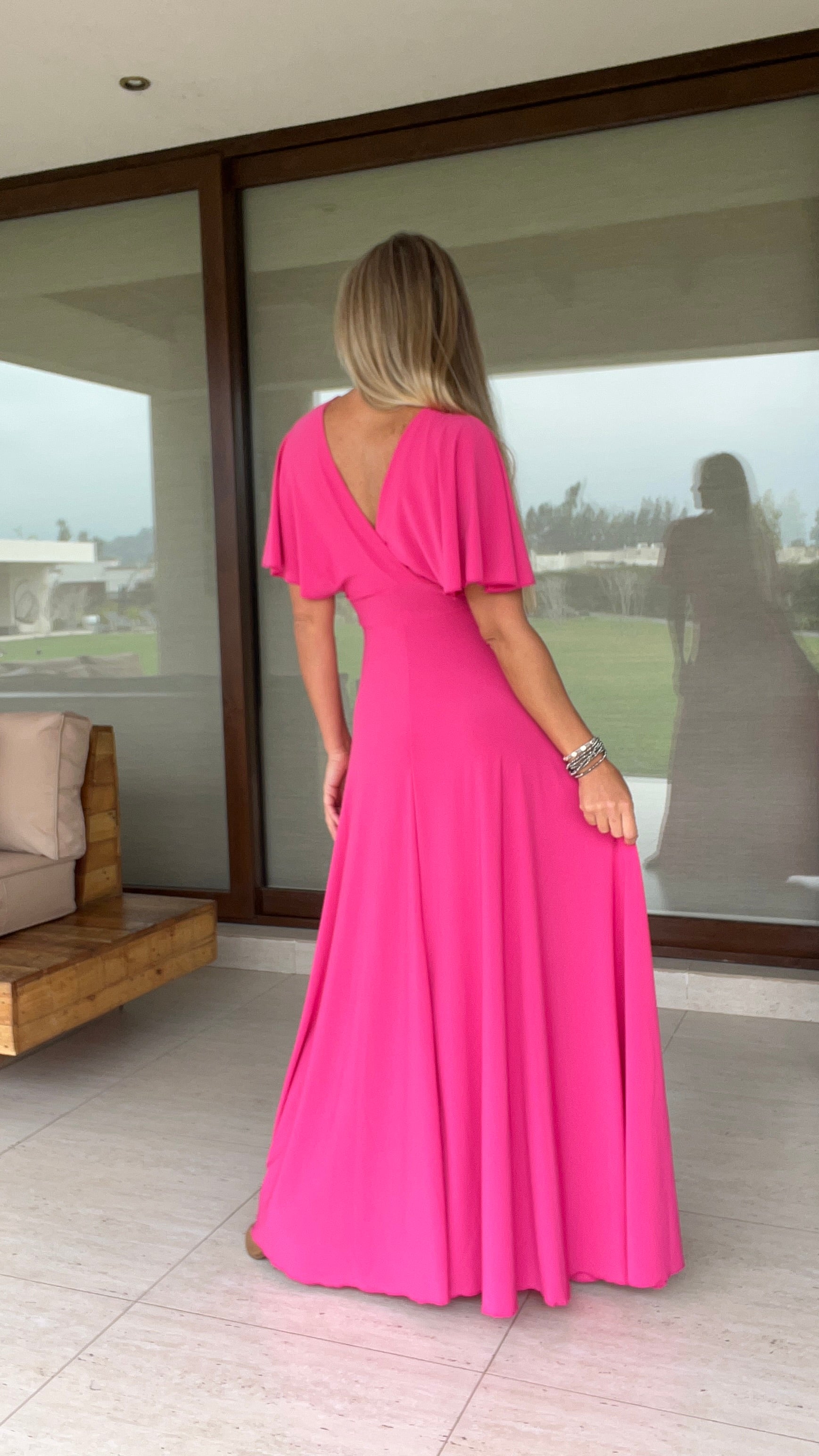 Vestido Manga de Ángel Fucsia