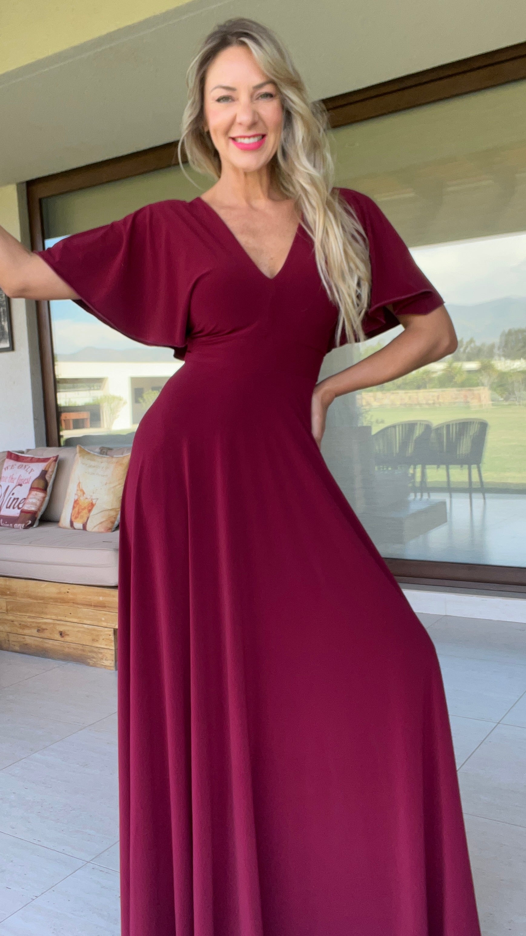 Vestido Manga Ángel Conchovino | Vestido de Fiesta Largo | Amoramar.cl