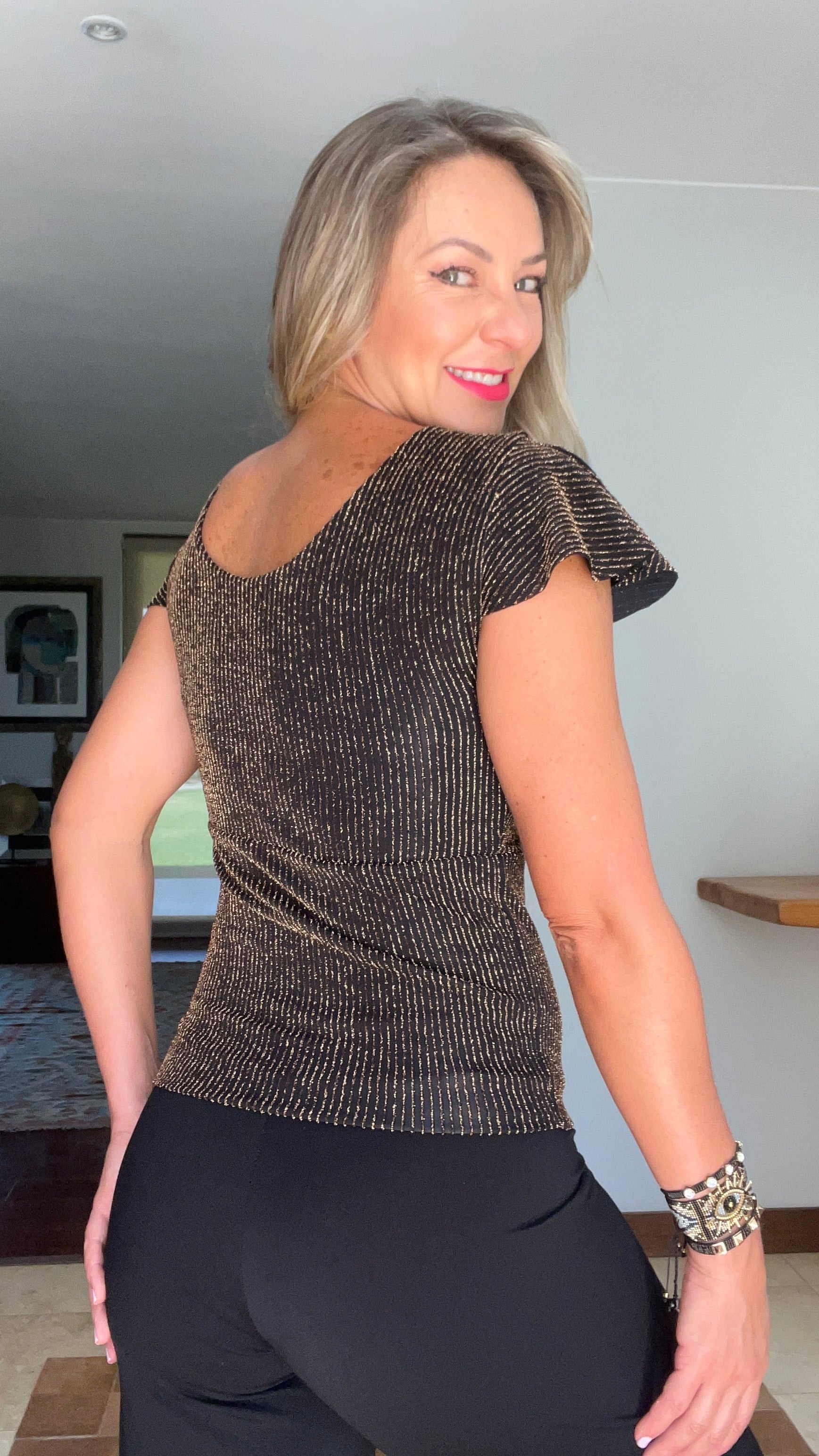 Top Mediano Doble Postura Fiesta líneas doradas | Top Mujer de fiesta| Amoramar.cl 7