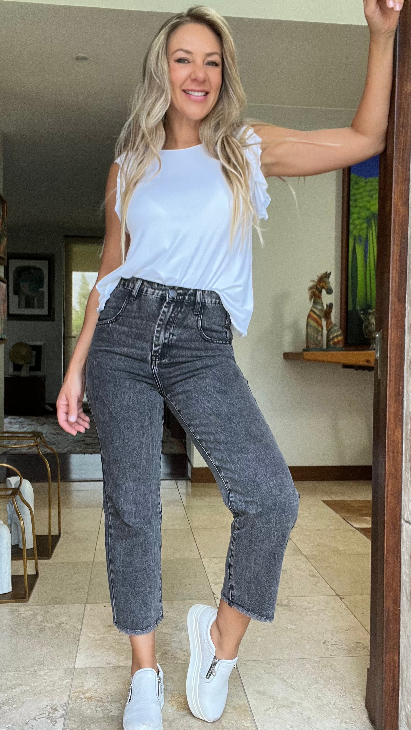 Jeans negros tiro alto sale