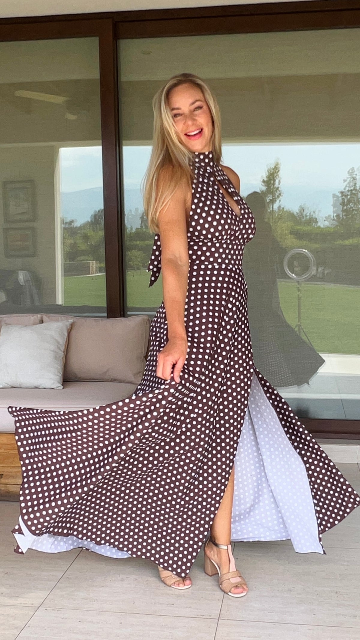 Vestido Silvia Chocolate con Lunares Blancos