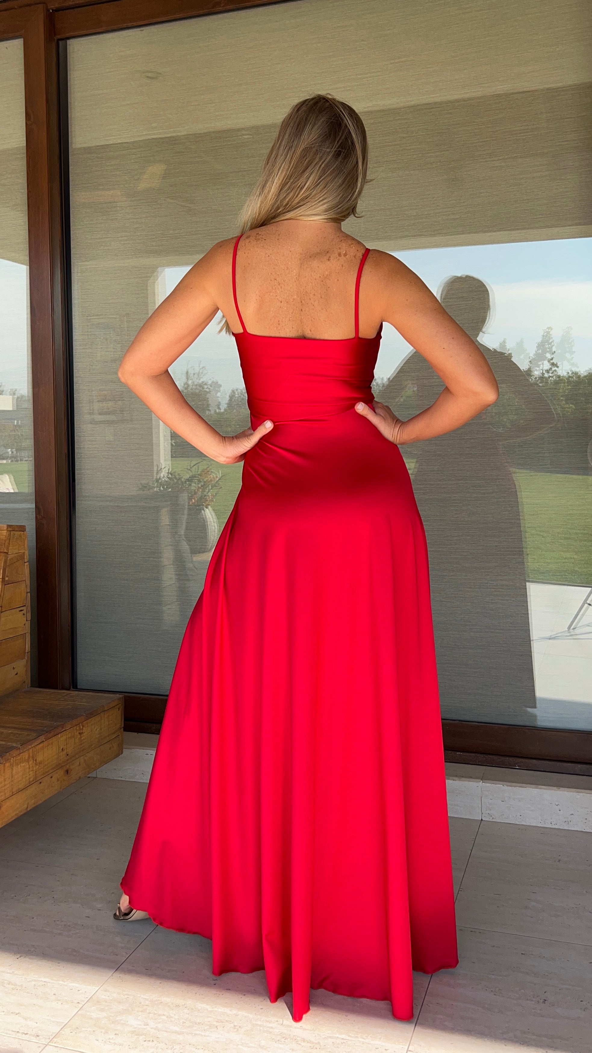 Vestido Mía Dupont rojo | vestido de fiesta mujer rojo satinado| Amoramar.cl 2