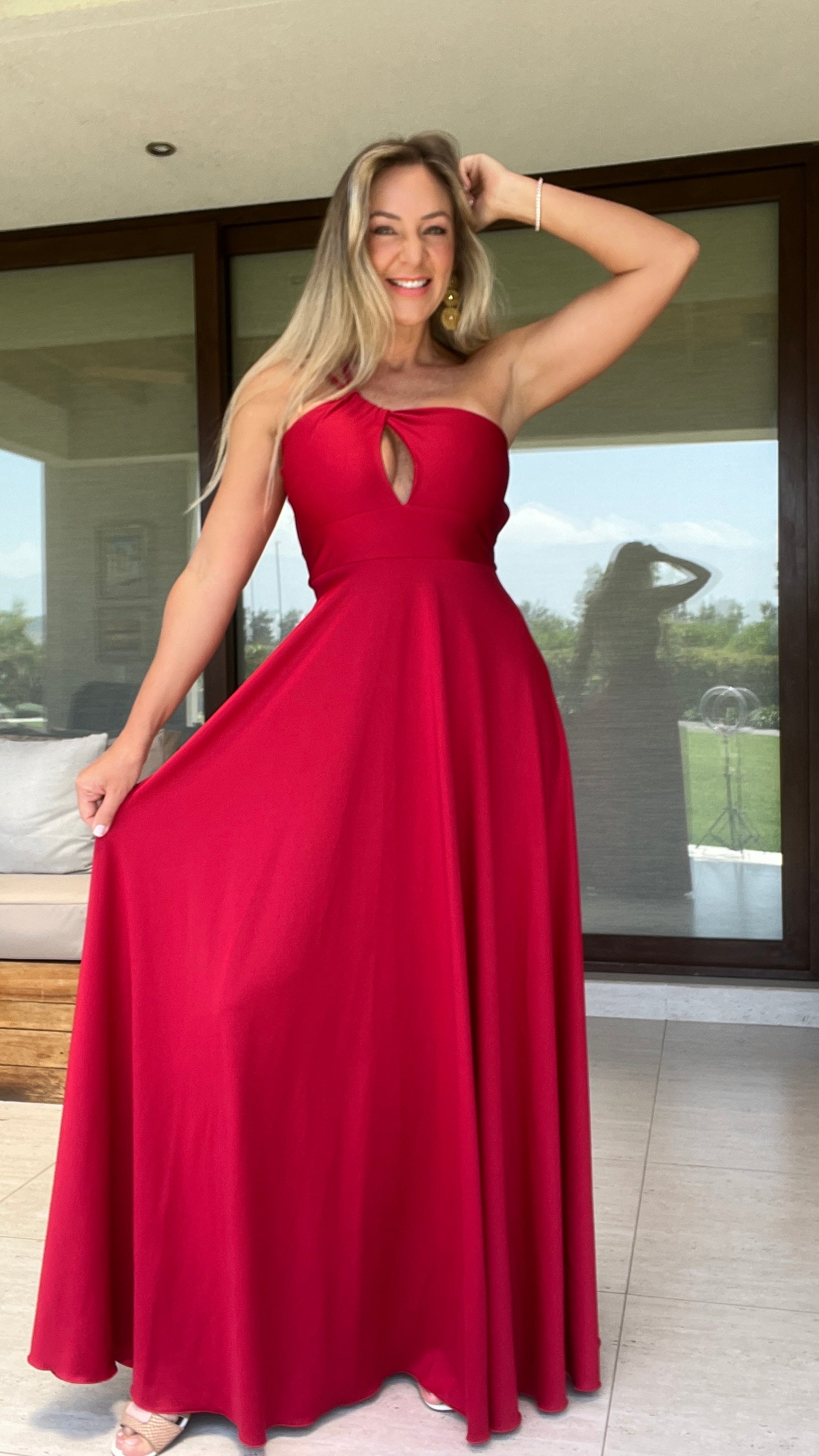 Vestido Javiera Rojo| Vestido Fiesta Rojo| Vestido Asimétrico| Amoramar.cl 6
