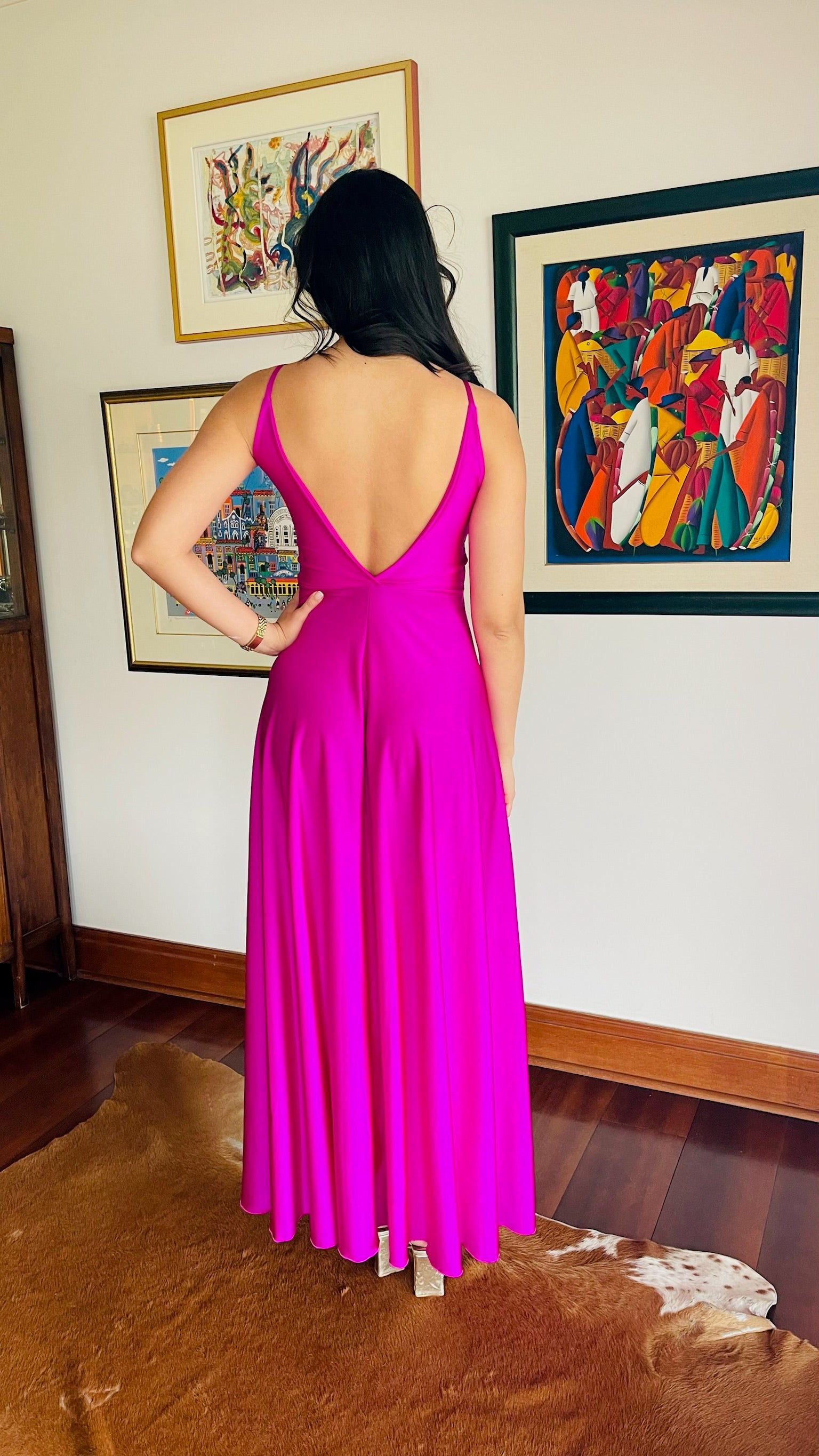 Vestido Amanda en V Dupont Magenta