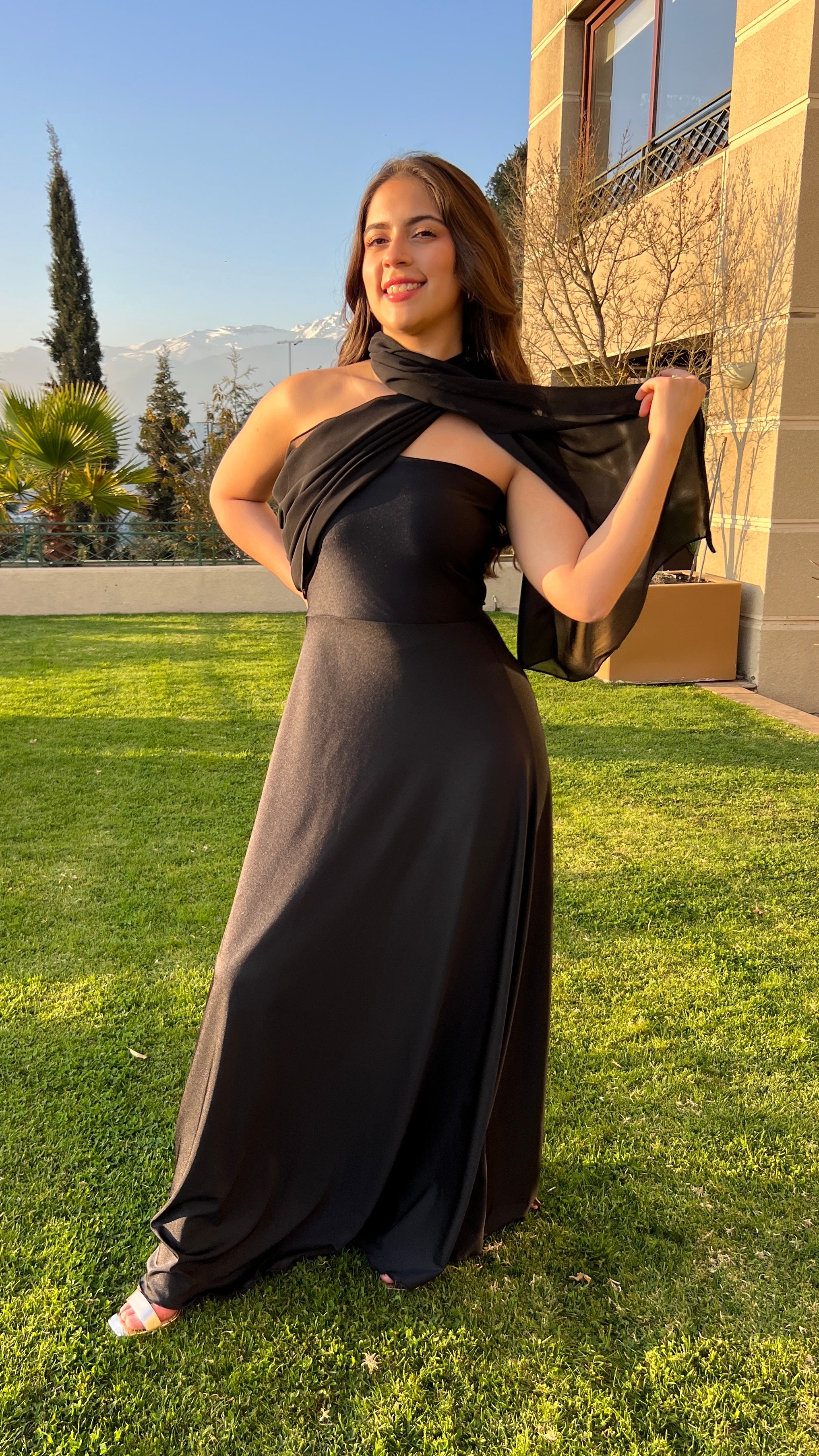 Vestido Victoria Negro| Vestido strapless con gasa fiesta elegante|Amoramar.cl 4