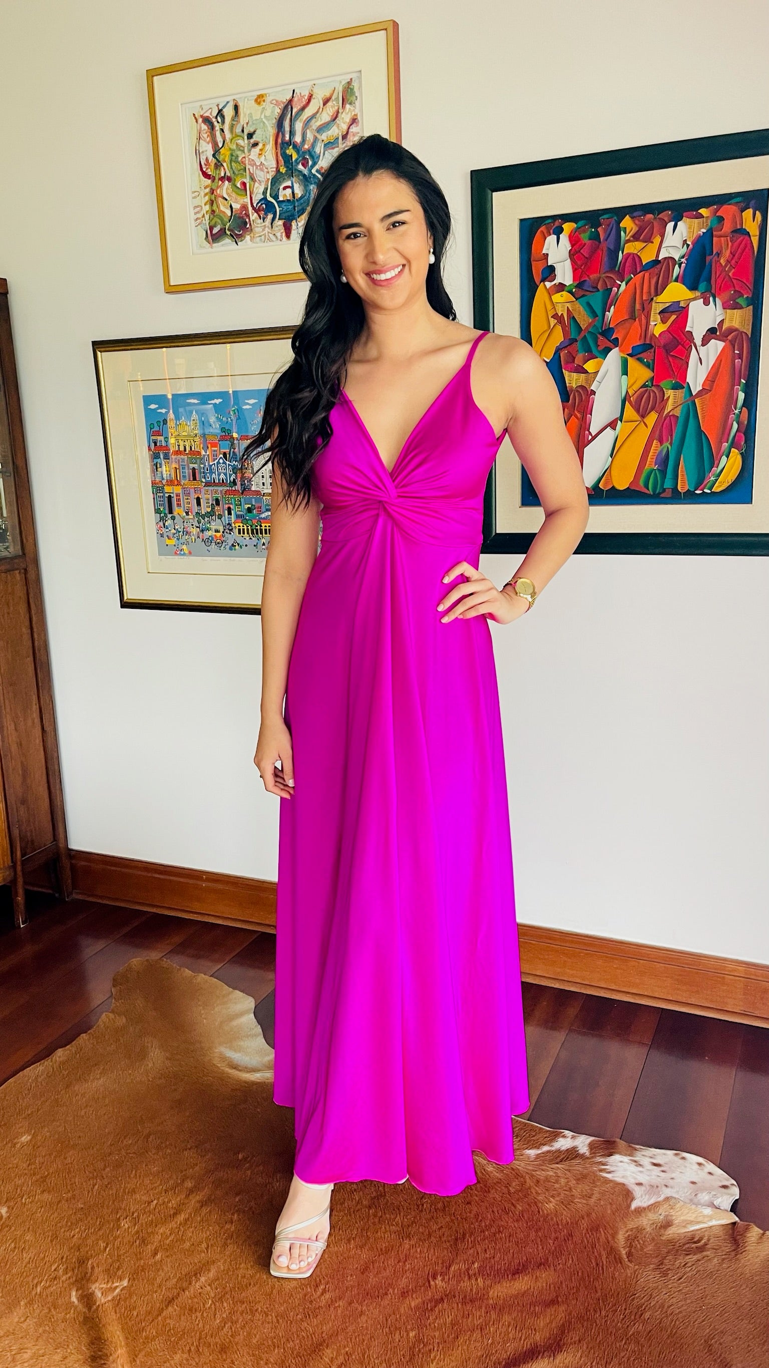 Vestido Amanda en V Dupont Magenta