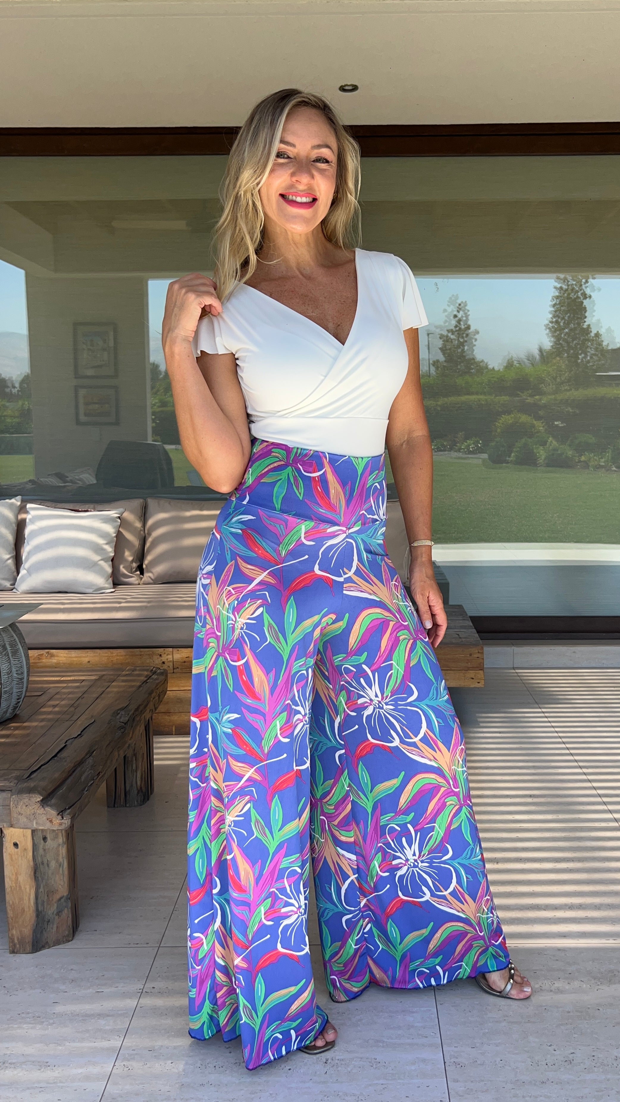 Palazzo Ity Azul Hojas Tropicales Verde y Magenta