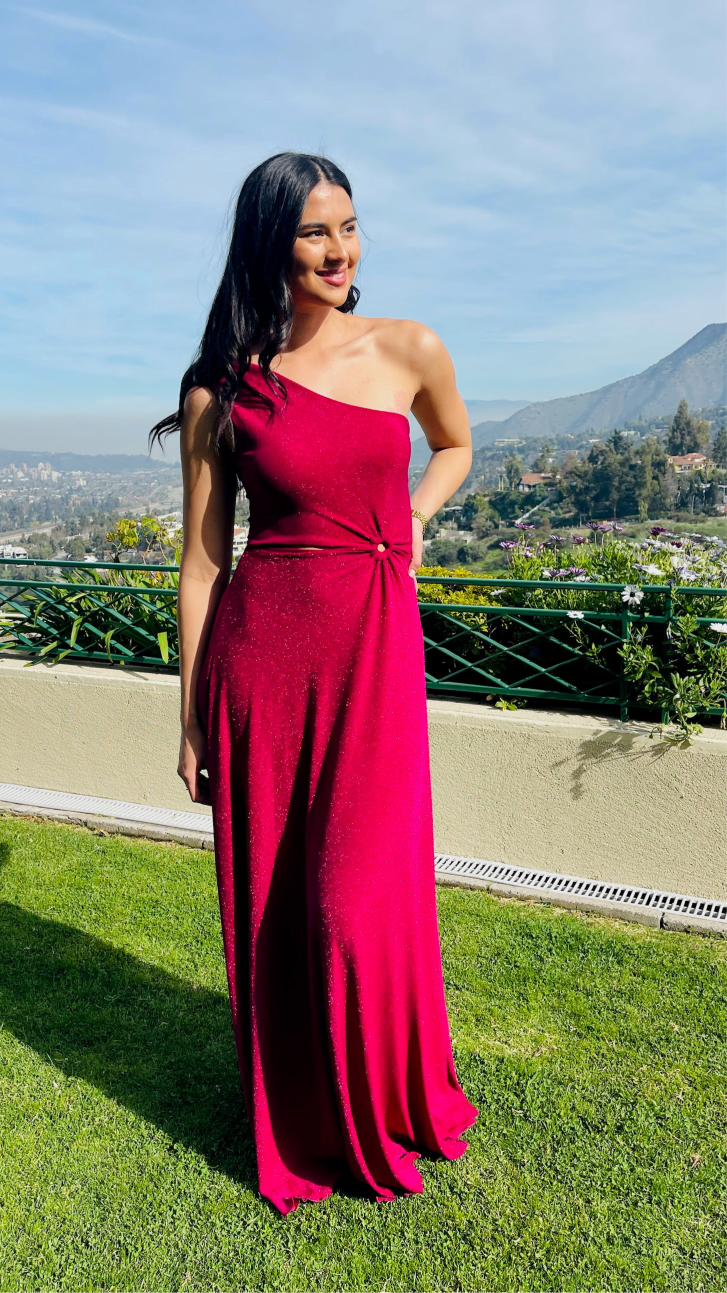 Vestido Isidora Frambuesa Brillos