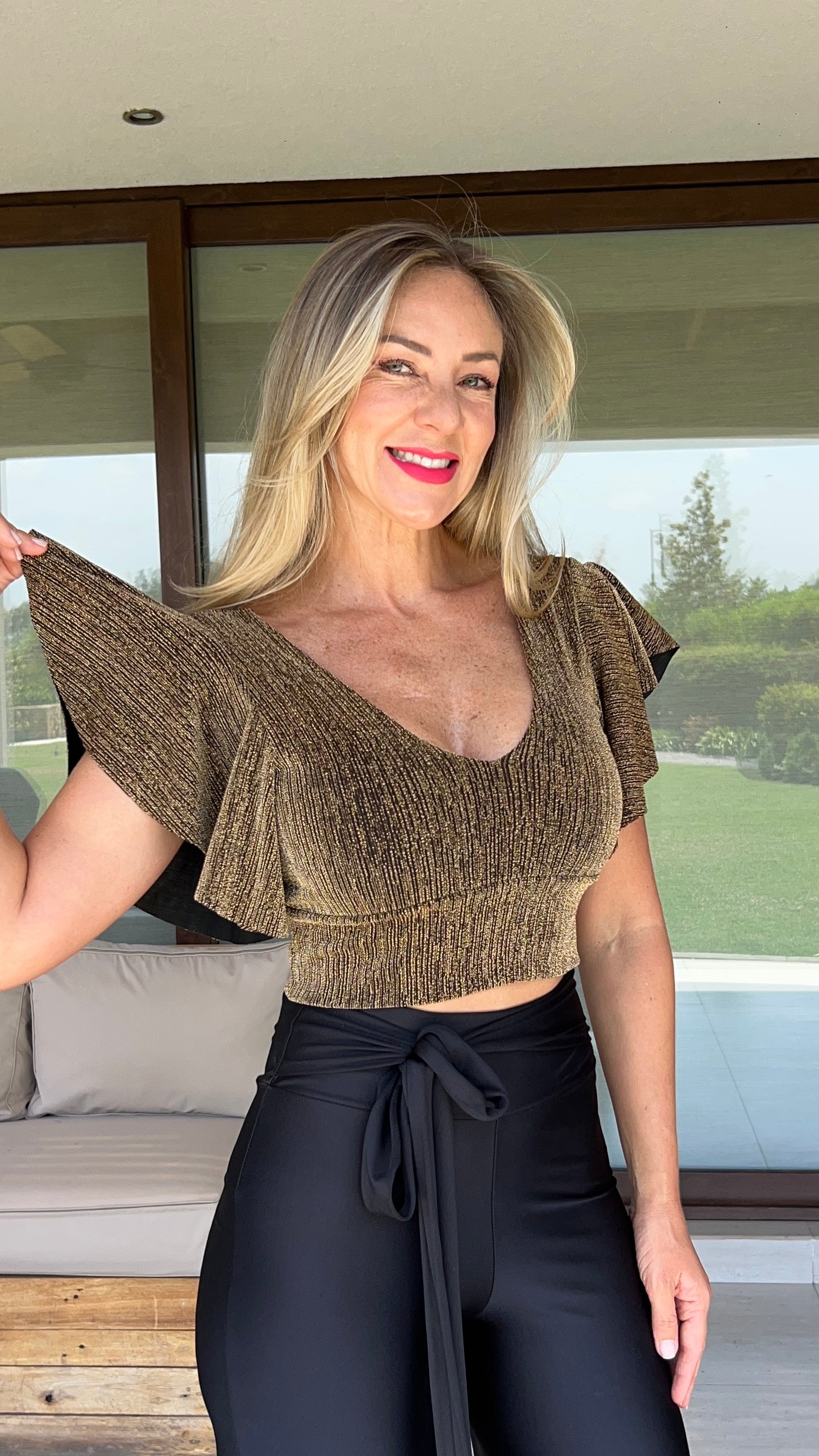 Crop Top Elisa Líneas Doradas