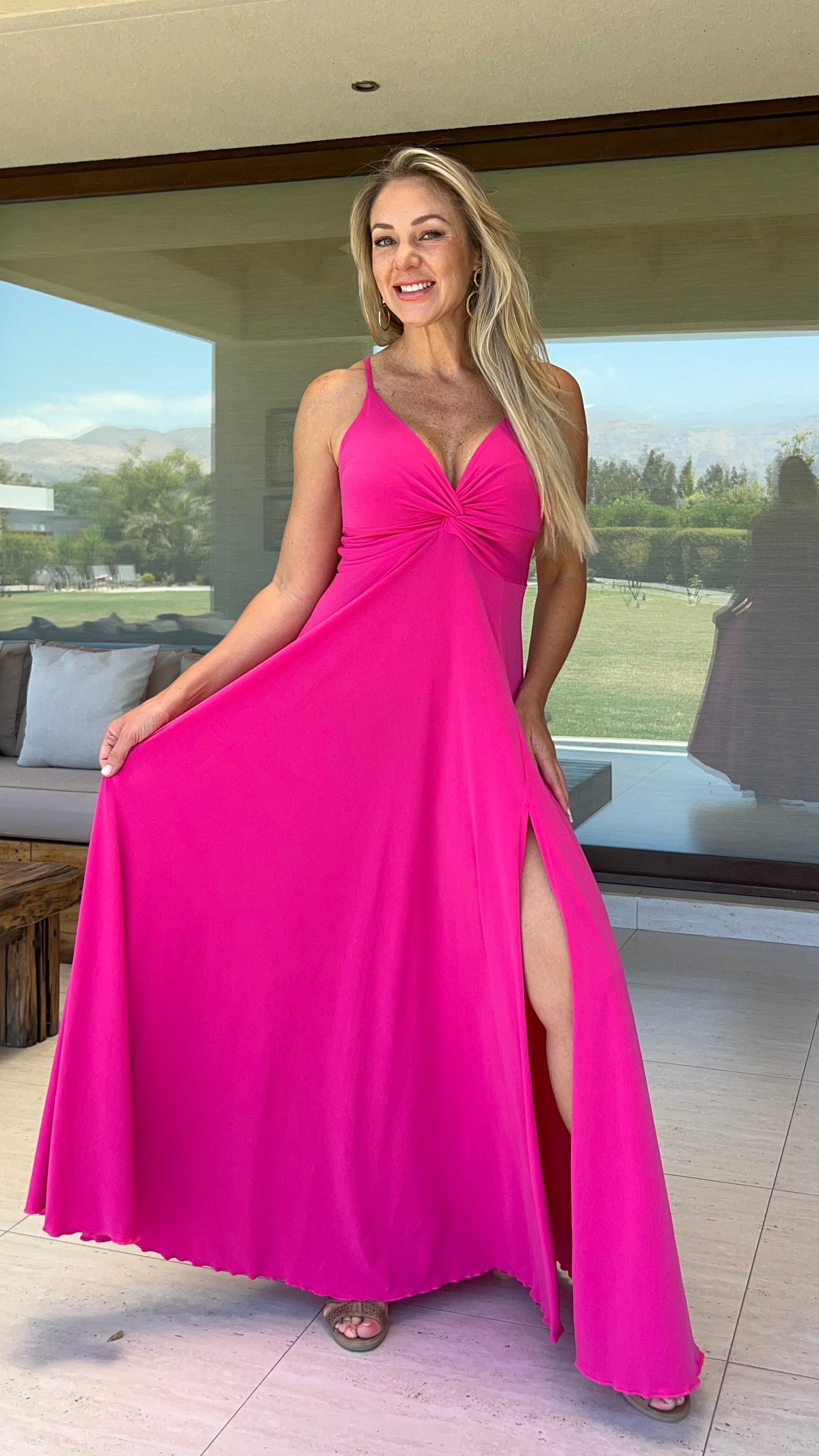 Vestido mía ity fucsia| vestido largo mujer fucsia Lycra opaca| amoramar.cl 4