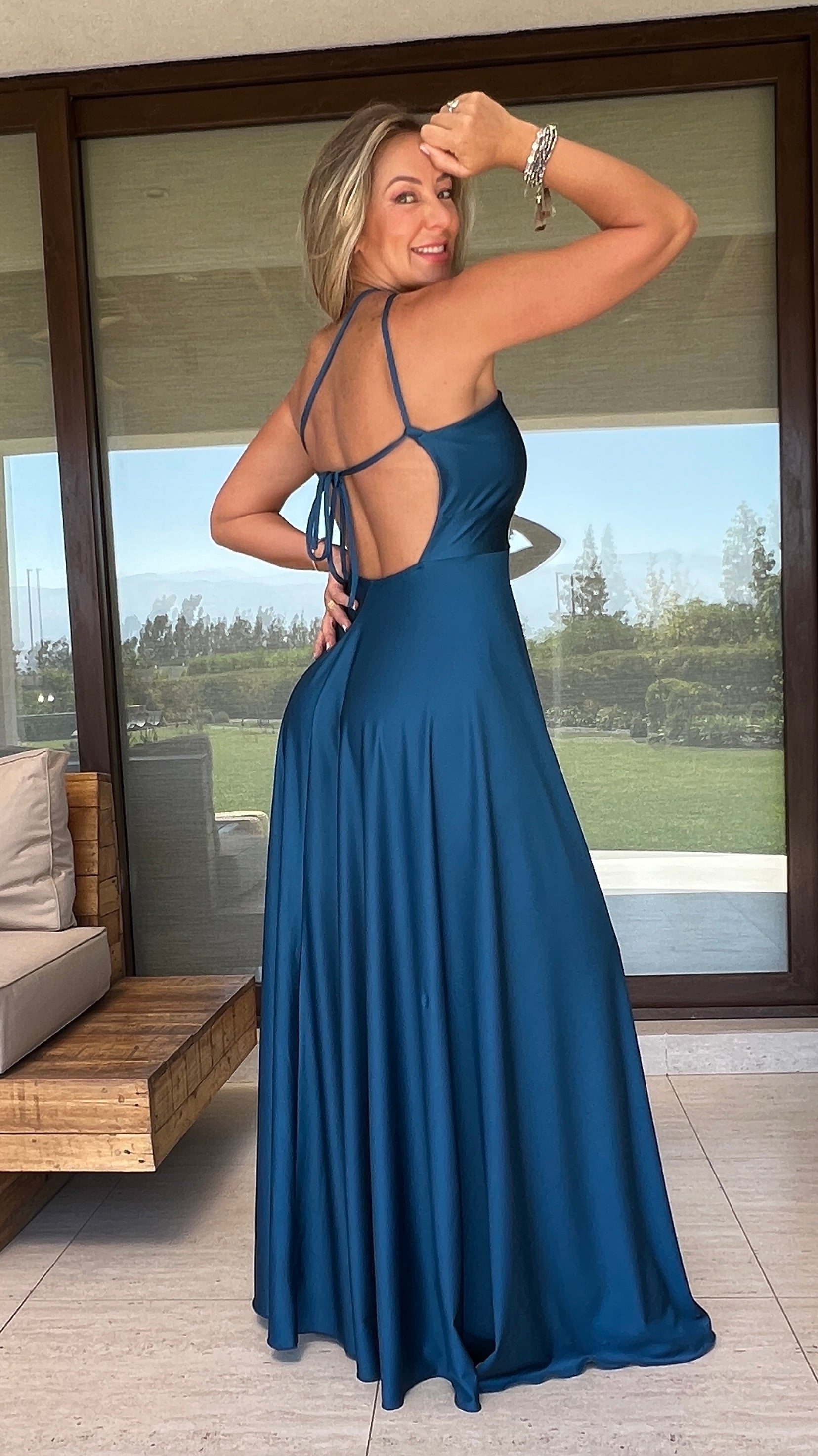 Vestido Javiera Azul Petróleo| Vestido Fiesta Azul | Vestido Noche| Amoramar.cl 3