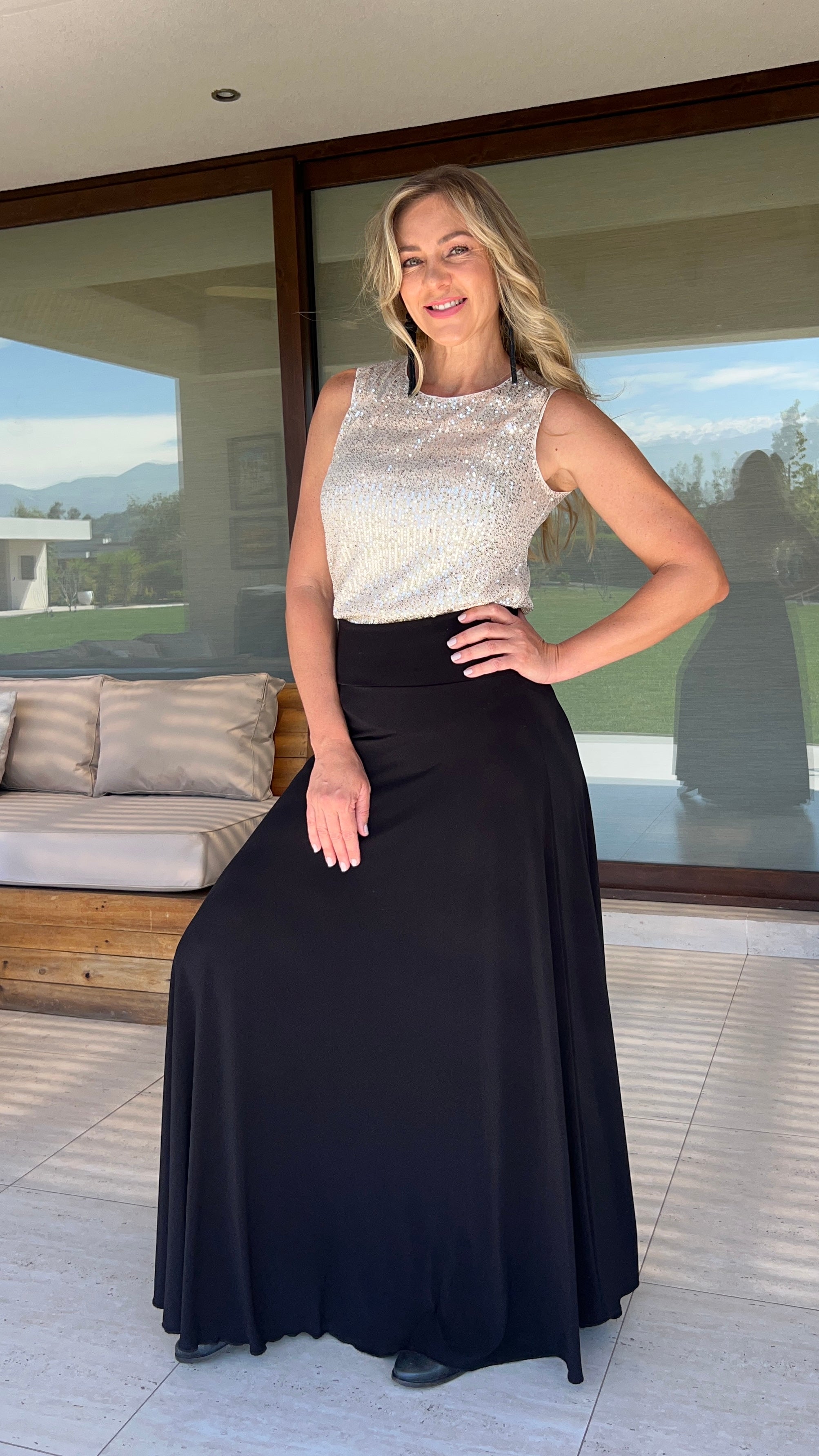 Top Karla Lentejuelas Champagne