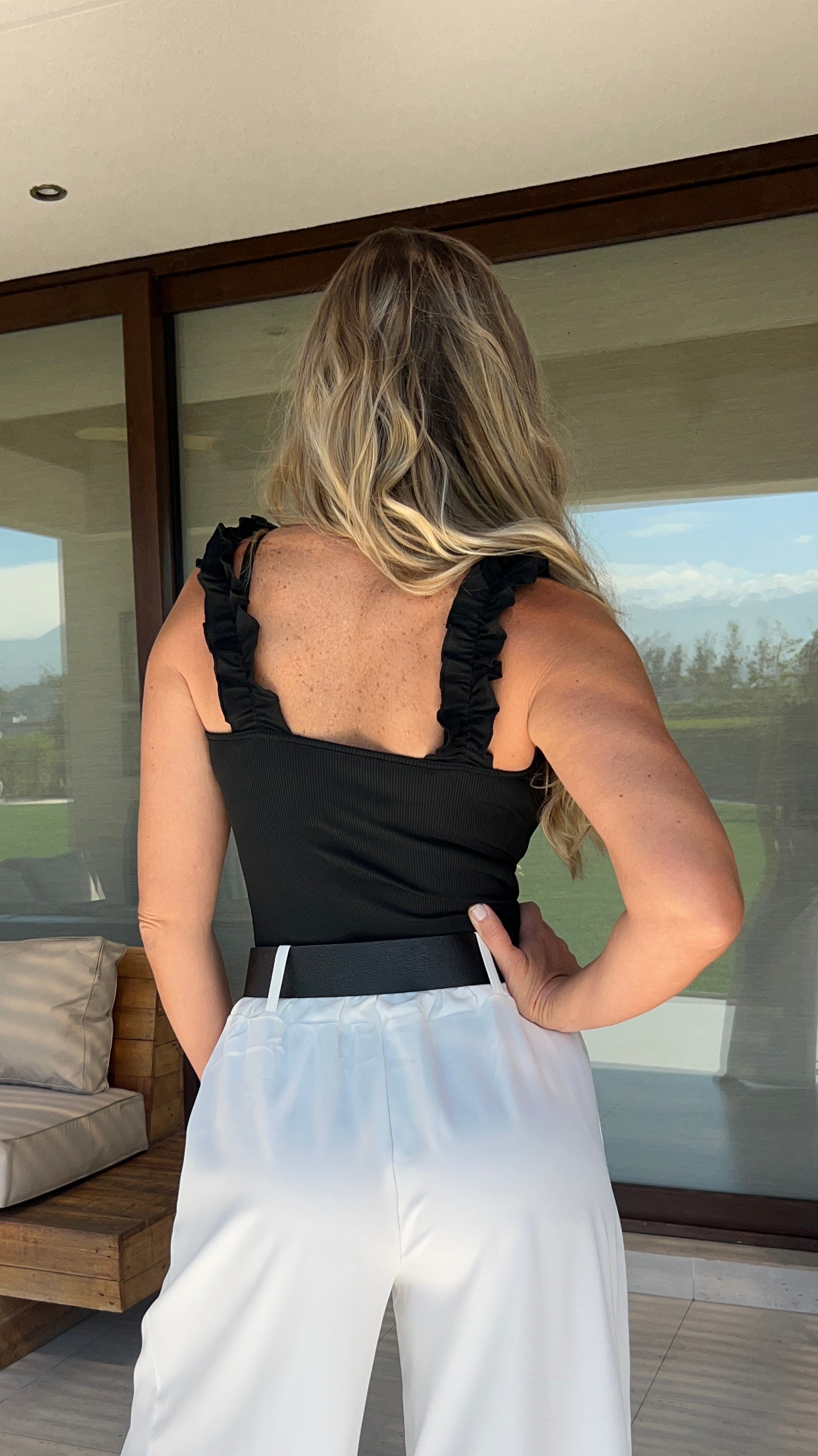 Body Colombia negro tirantes escote cuadrado|Amoramar.cl 1