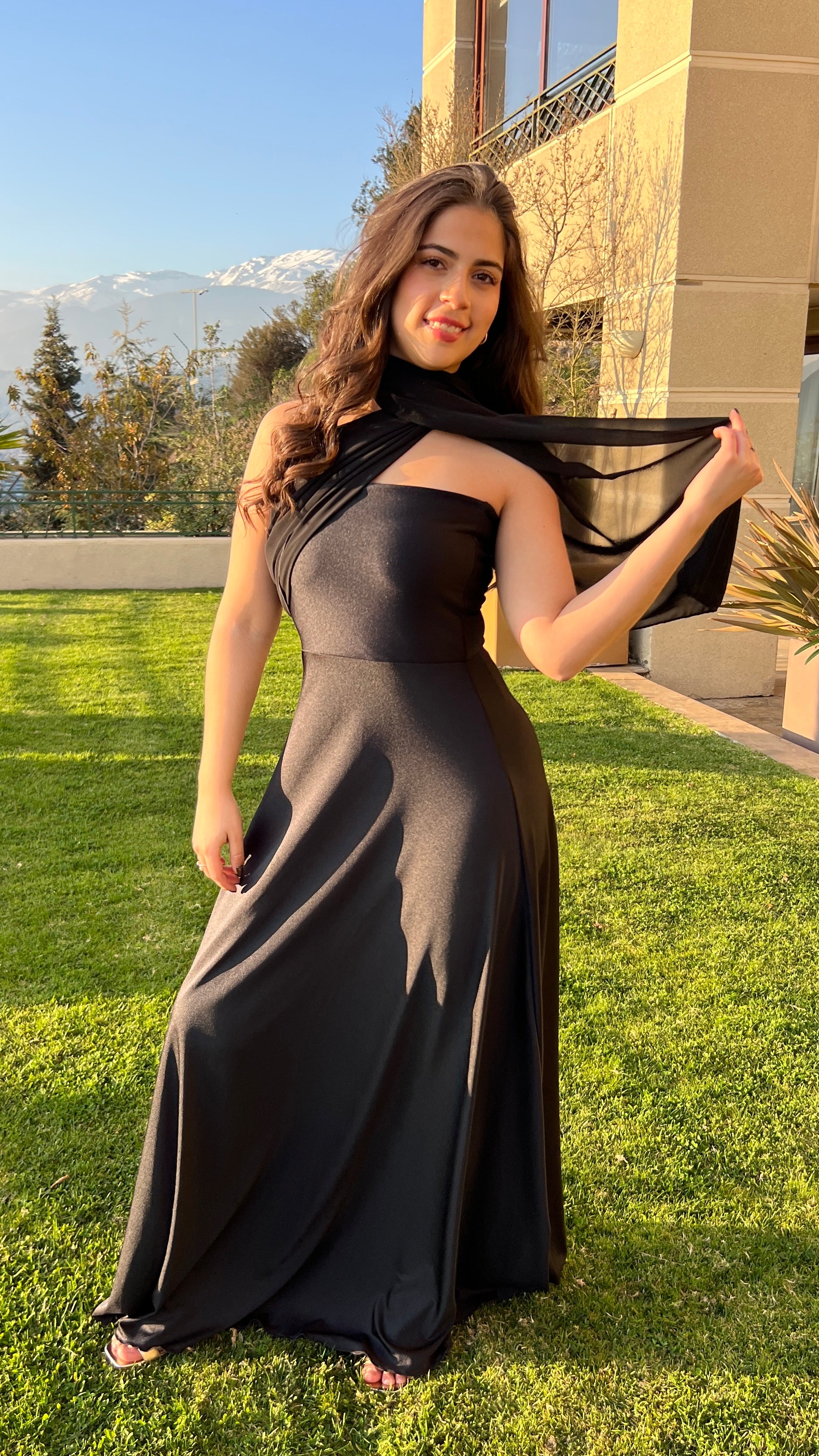 Vestido Victoria Negro| Vestido strapless con gasa fiesta elegante|Amoramar.cl 