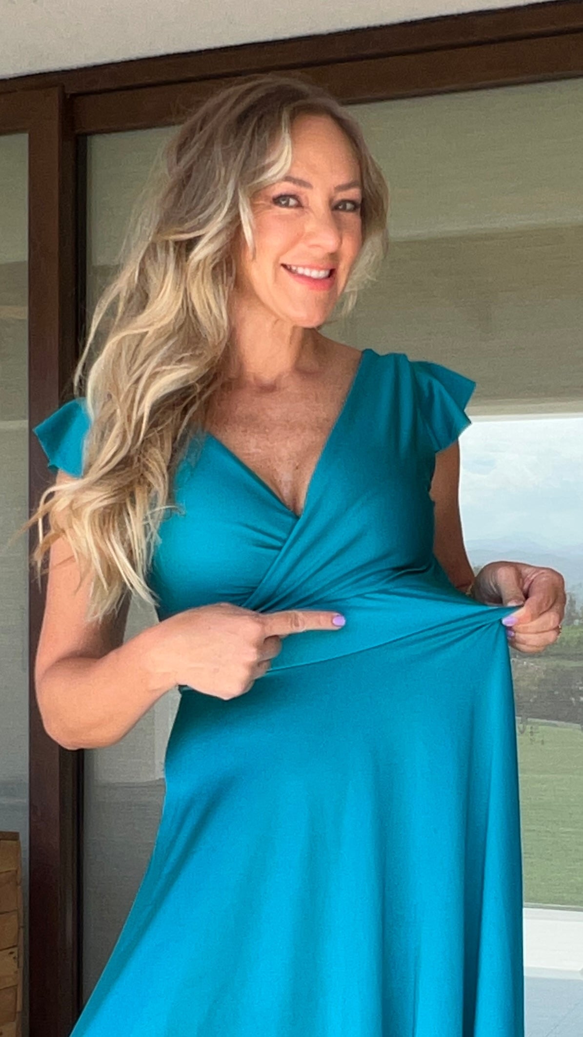 Vestido Isabella Dupont Azul Turquesa| Vestido Largo de Fiesta Calipso | Amoramar.cl 1