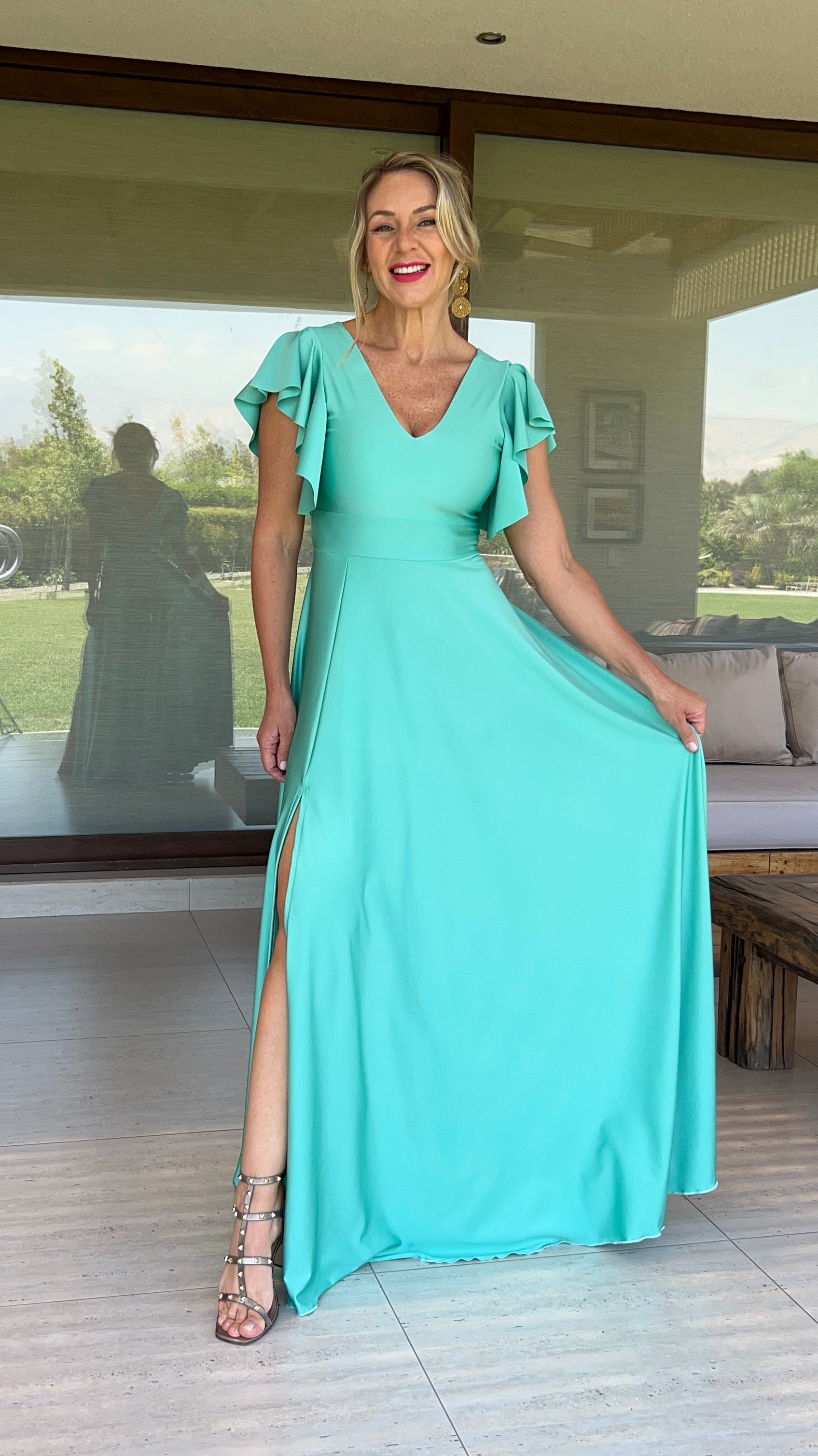 Vestido Lorenza Verde Agua