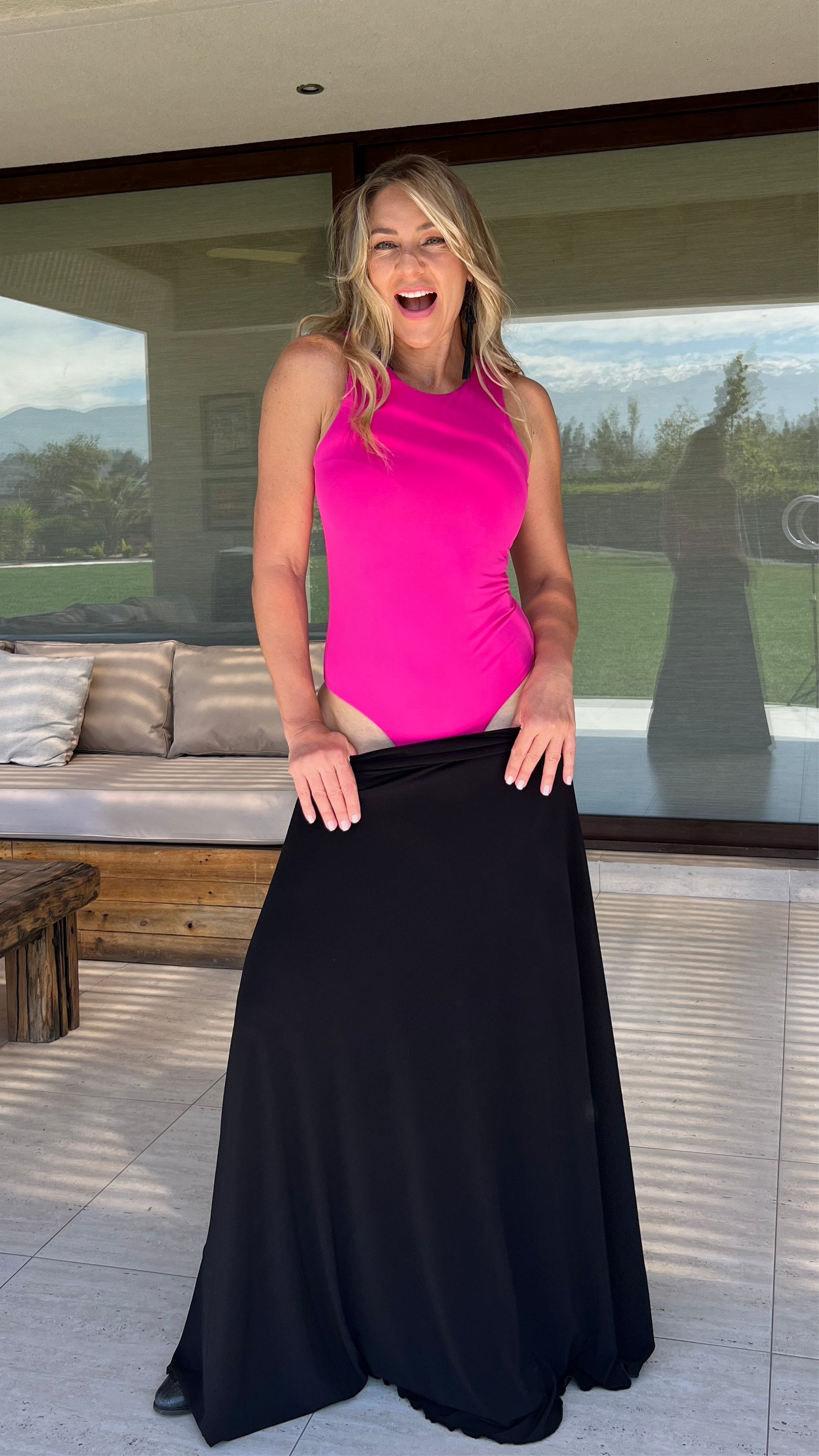 Body Halter Fucsia cuello alto redondo, Alexandra |Amoramar.cl 3
