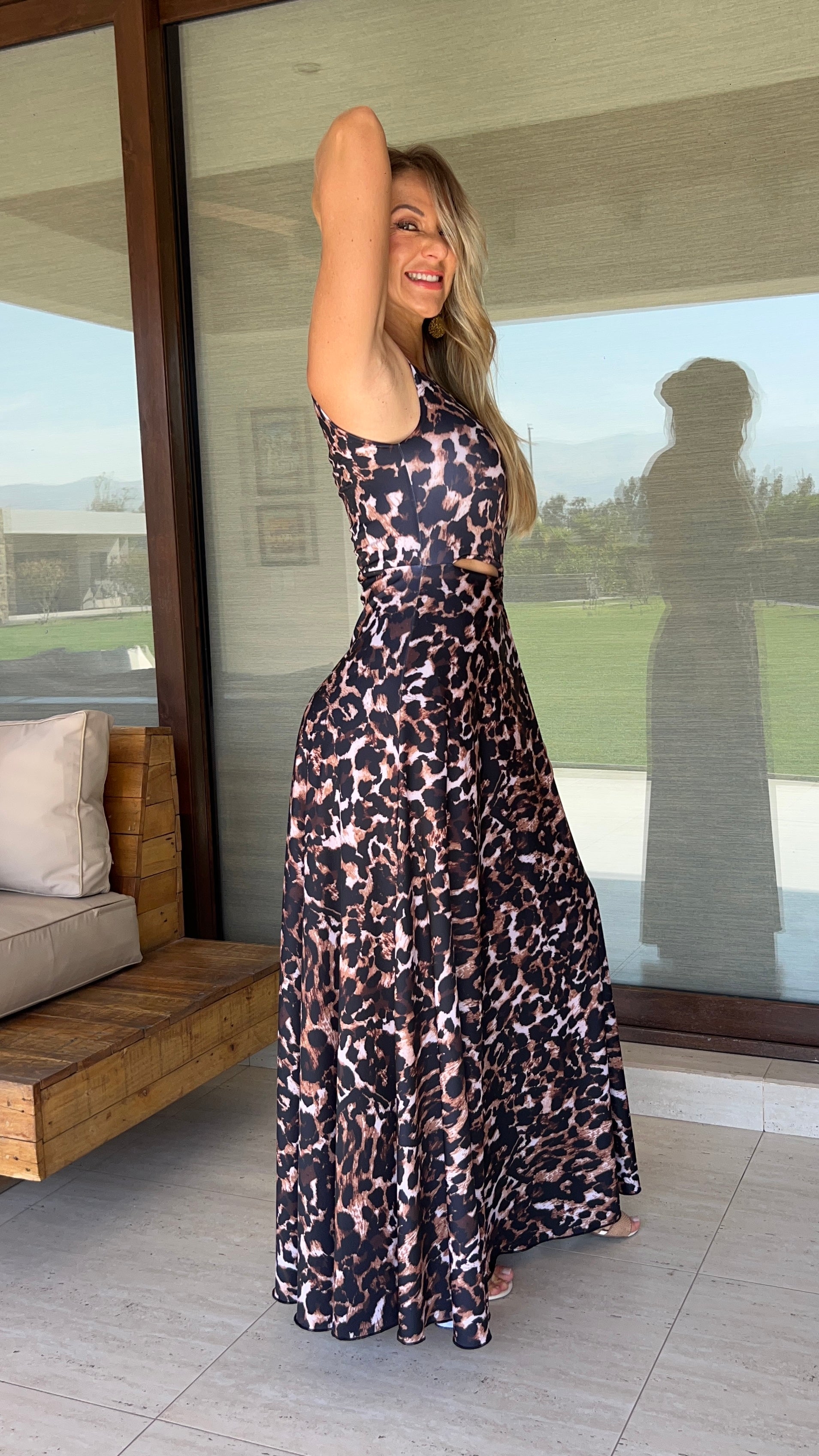 Patrón Vestido Fiesta Asimetrico Vestido Isidora Print Café