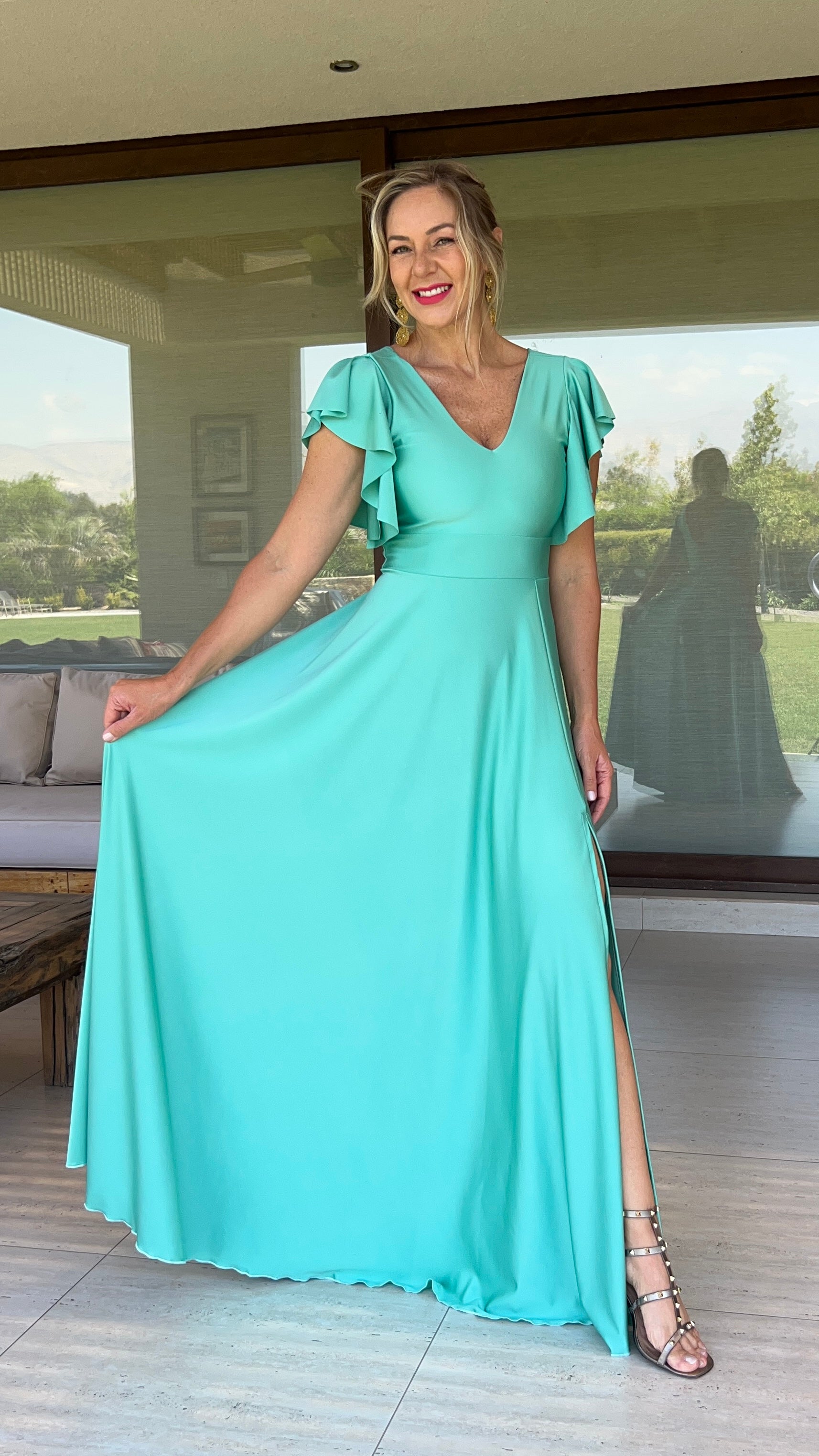 Vestido Lorenza Verde Agua