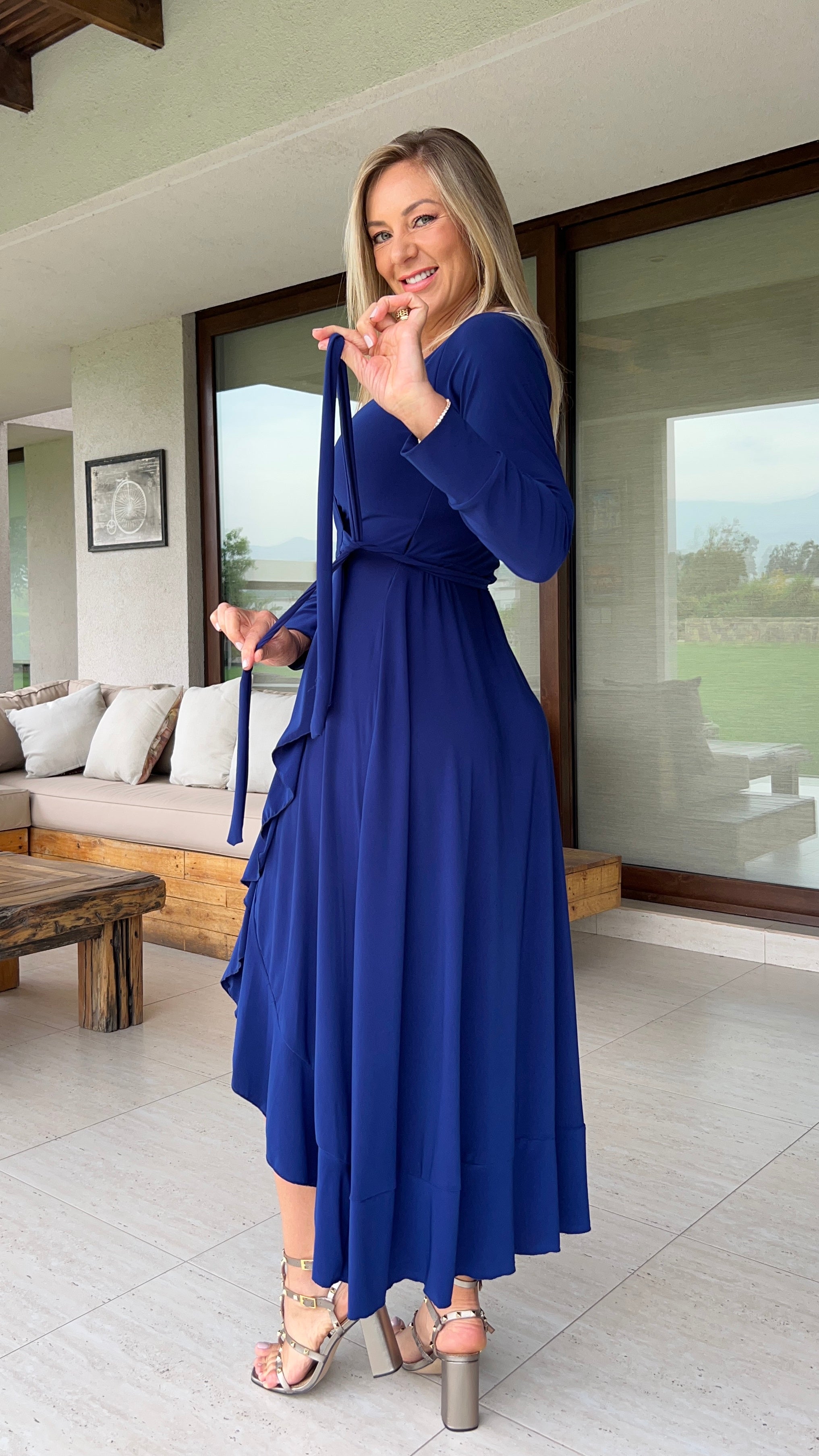 Vestido emma azul francia |vestido largo pareo azul| Amoramar.cl 3