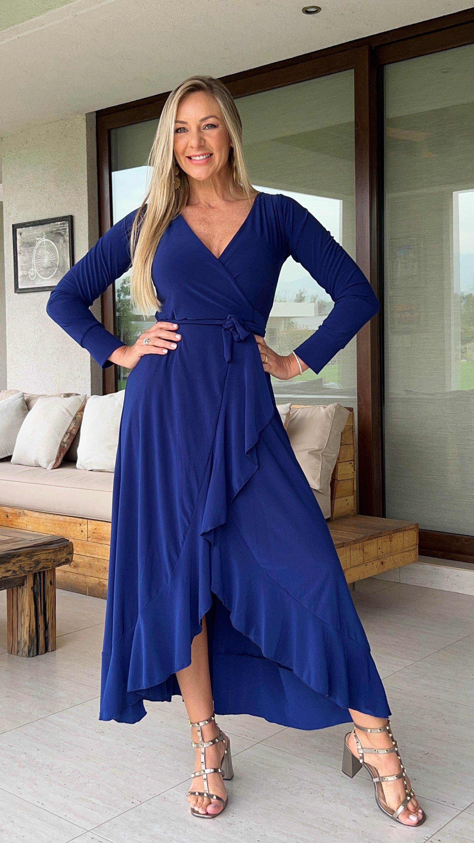 Vestido emma azul francia |vestido largo pareo azul| Amoramar.cl 2