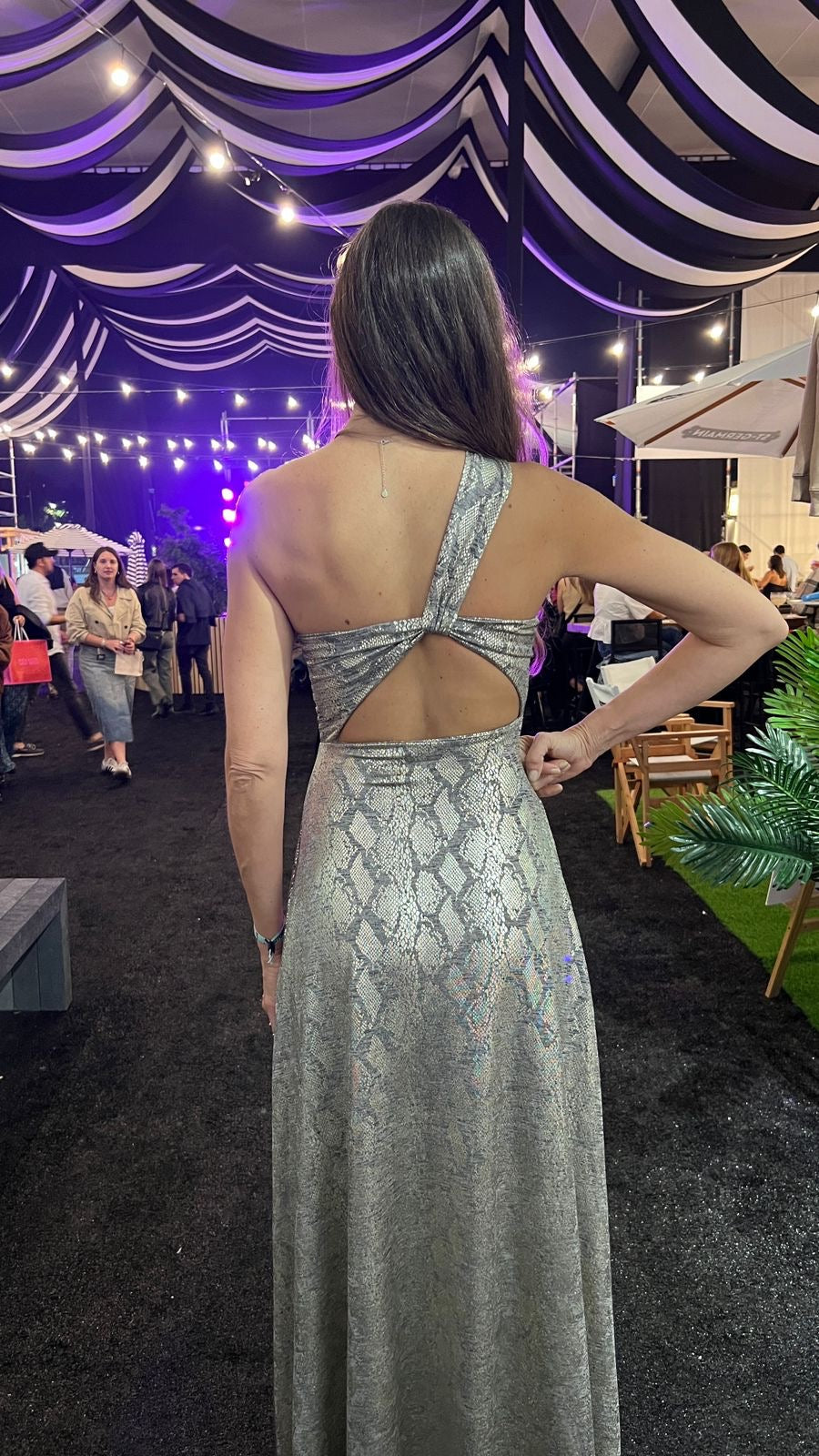Vestido Paulina Print Snake Dorado Plata
