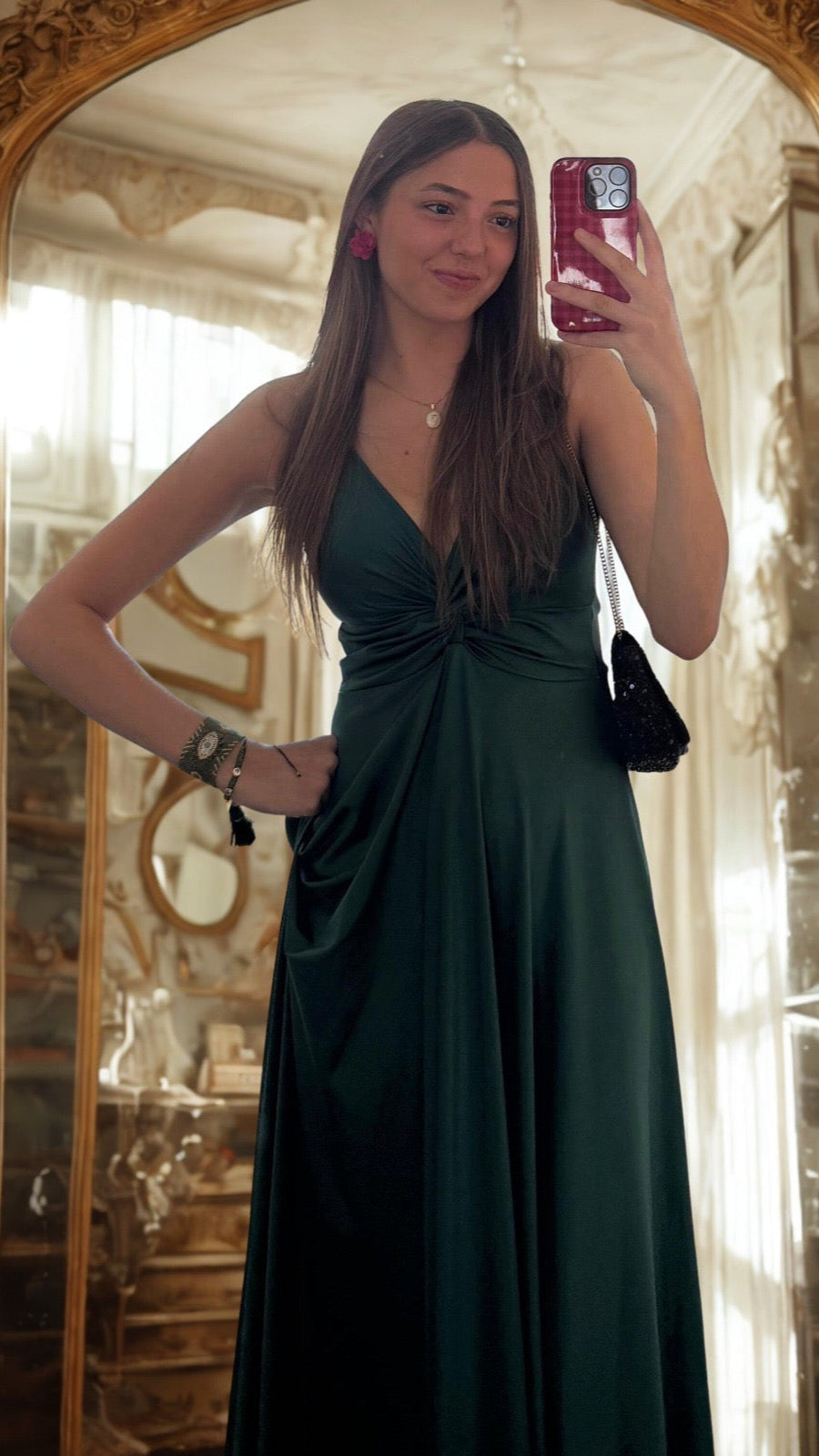 Vestido Amanda Verde Botella 