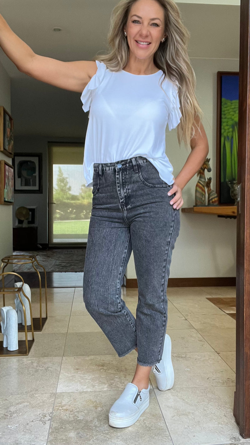 Pantalón Capri de Jean Negro