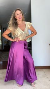 Falda Envolvente Piel de Seda Púrpura