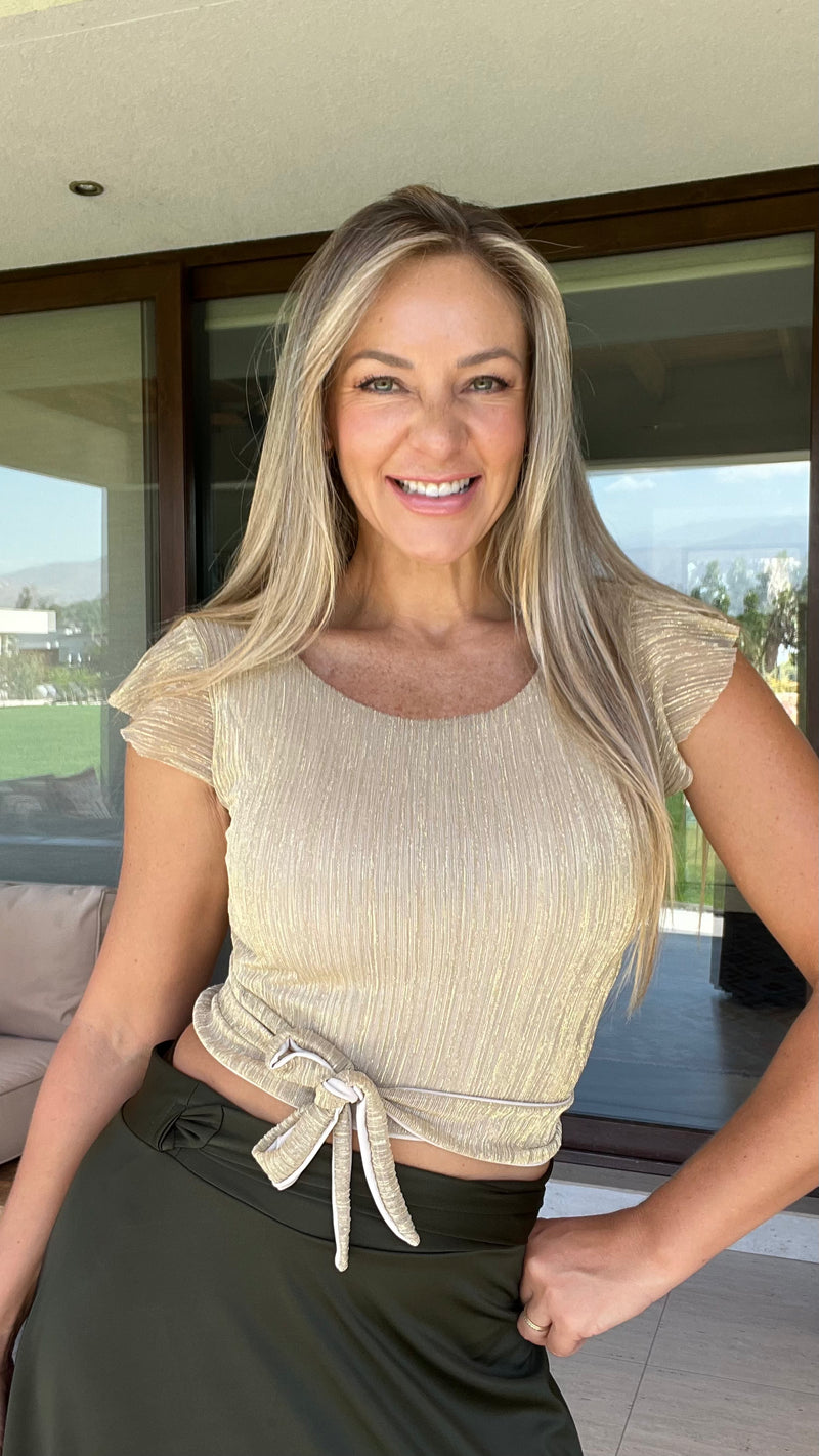 Croptop Fernanda Dorado Brillos