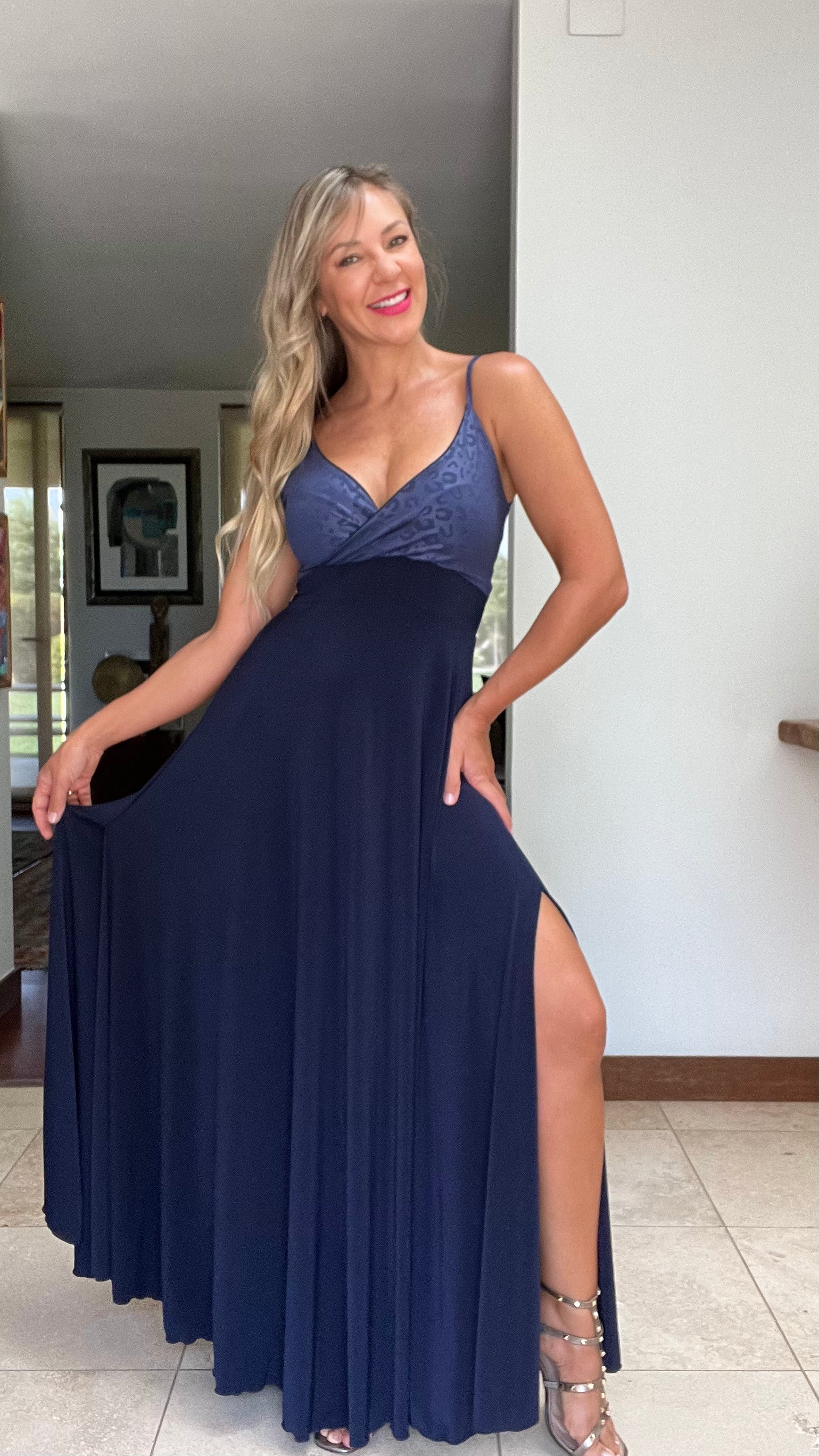 Vestido Largo Azul | Vestido Print  1| Vestido de Fiesta | Amoramar.cl