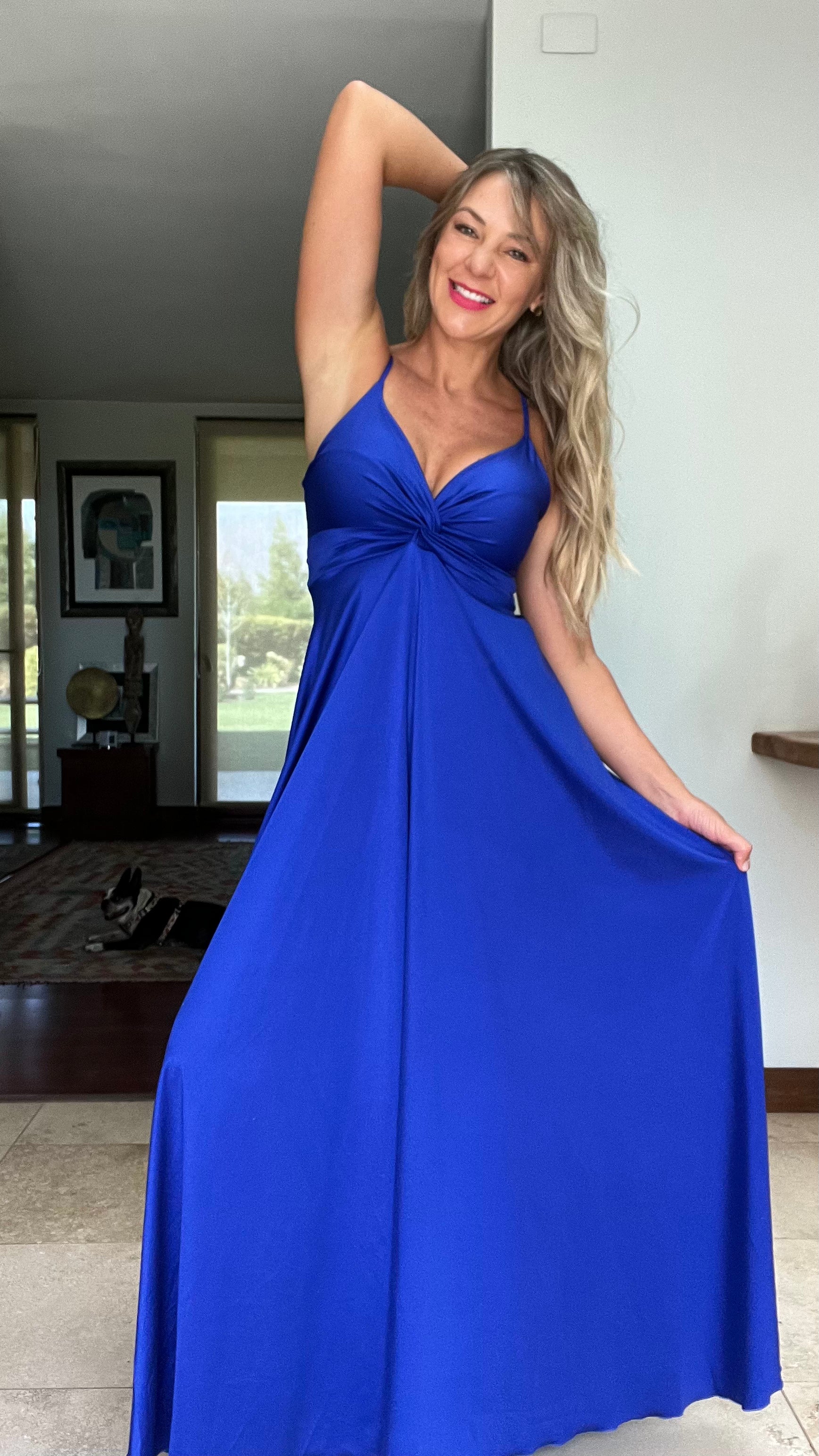 Vestido Amanda Dupont Azul Eléctrico | Vestido Largo Azul | Amoramar.cl